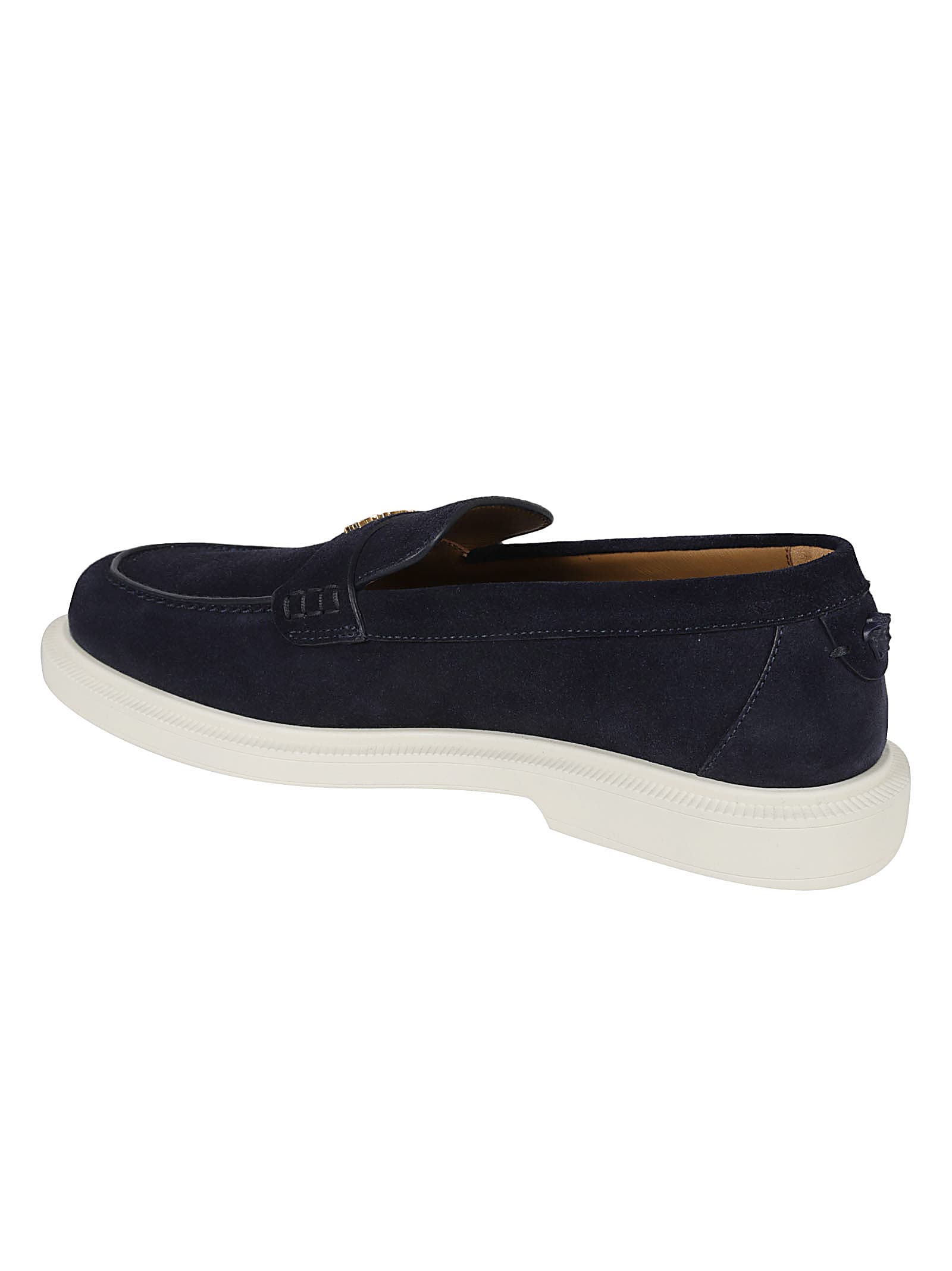 Versace Navy Giuliano Suede Loafers In Blu