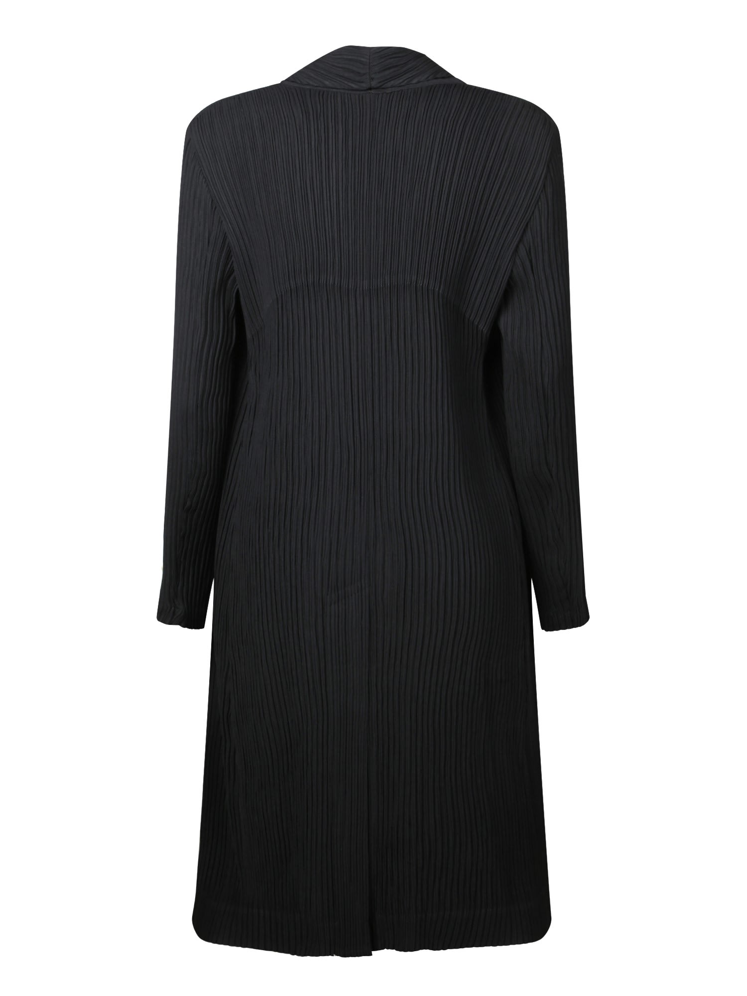 Issey Miyake Black Hatching Pleats Cardigan In Black
