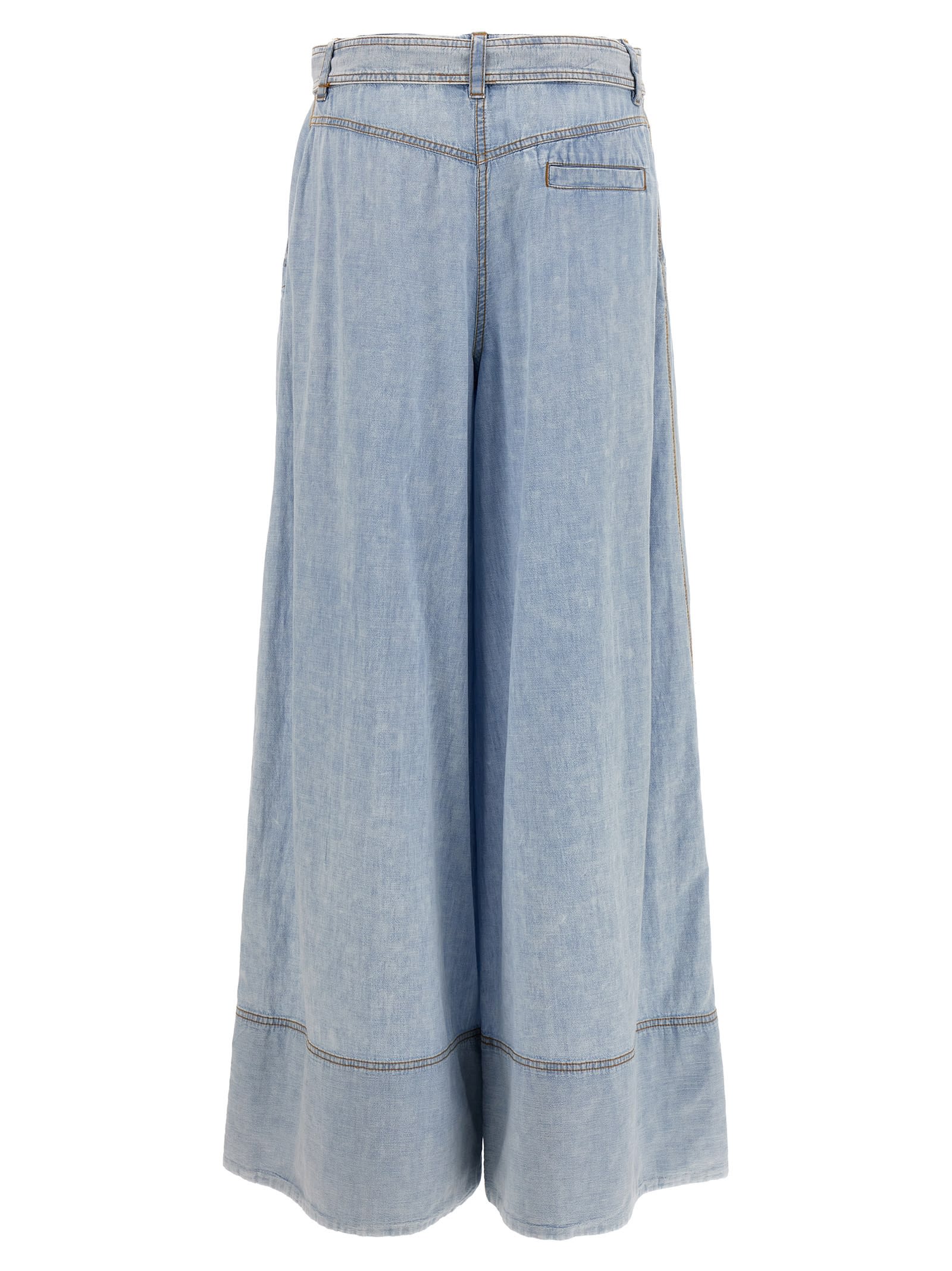 Shop Zimmermann Wide Leg Denim Jeans In Light Blue