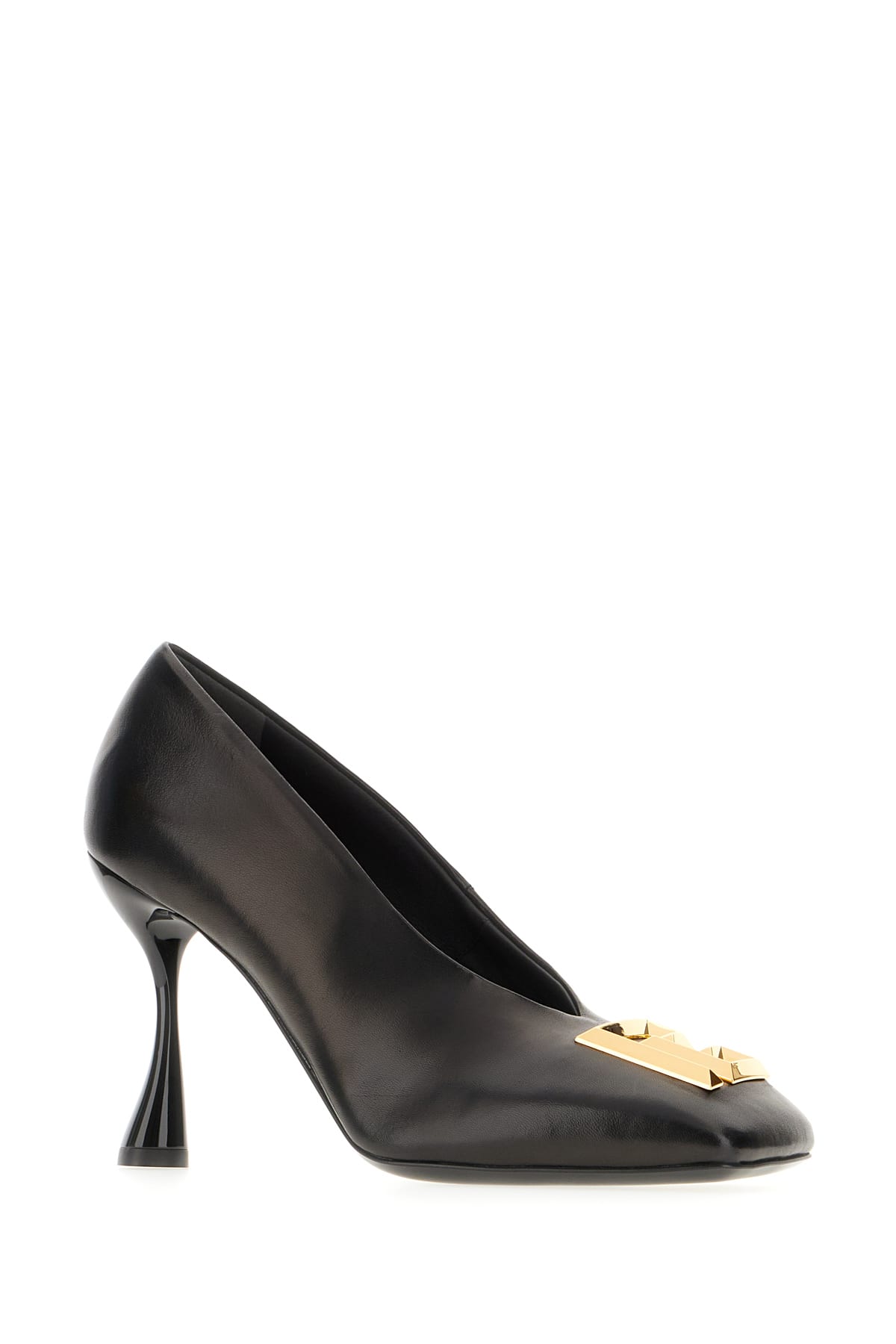 Shop Balmain Black Leather Pumps In Noir