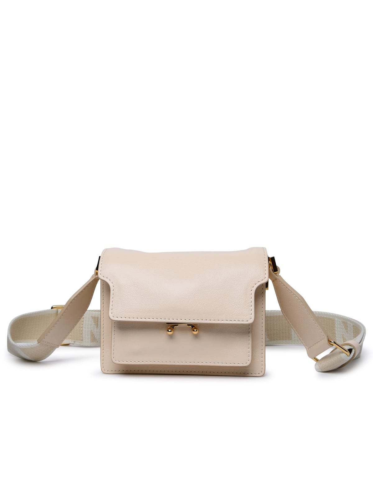Shop Marni Trunk Soft E/w Ivory Cowhide Mini Bag In Beige
