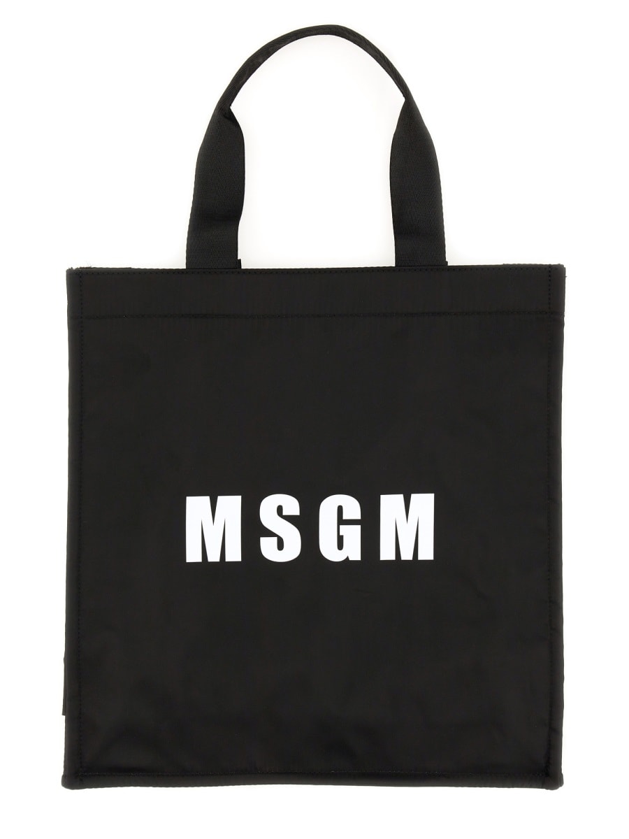 Shop Msgm Tote Bag With Logo In Black