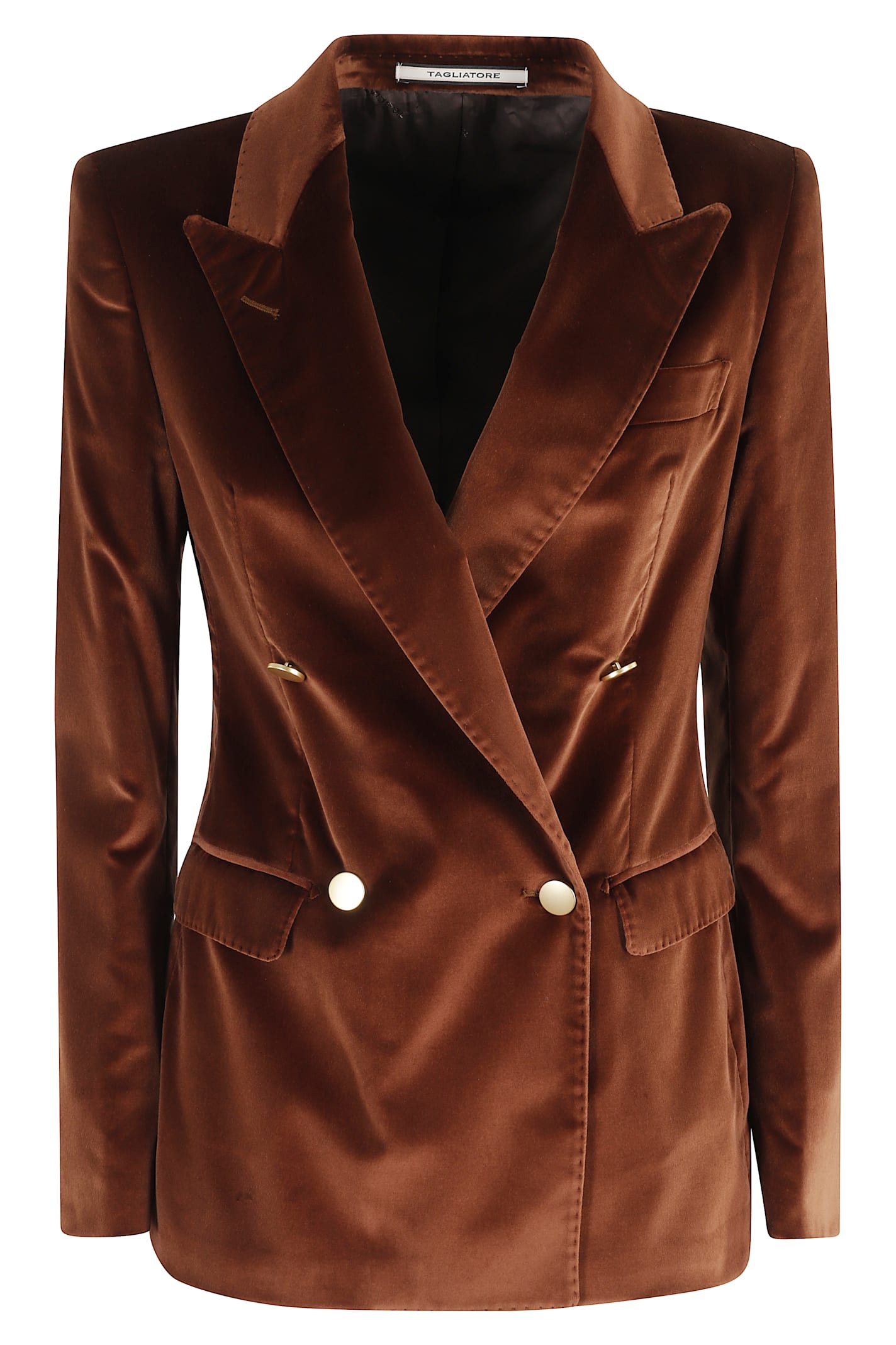 Tagliatore Velvet Double-breasted Blazer In Brown