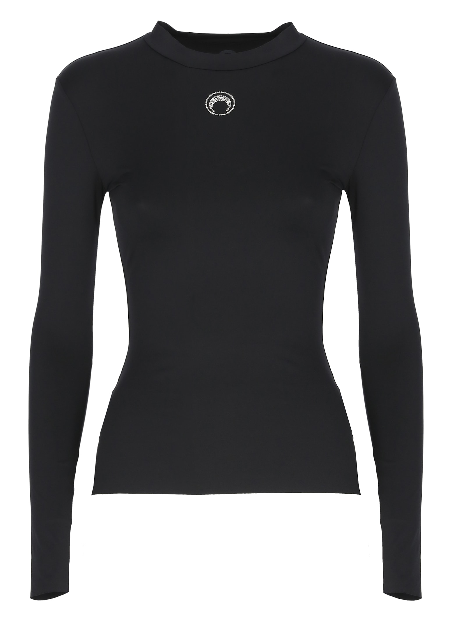 Marine Serre Turtleneck Sweater With Moon Logo And Rhinestones In Black