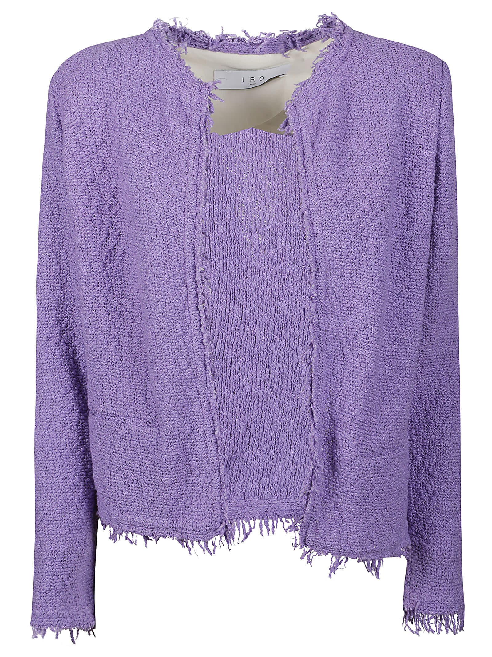Iro Shavani Open-front Boucle Jacket In Purple