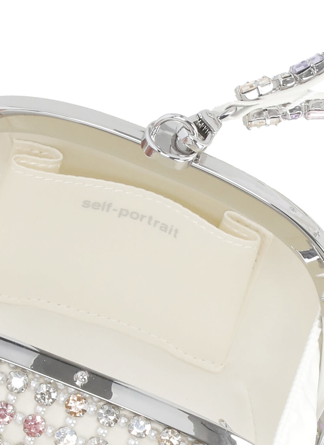 Self-portrait Multi Crystal Pochette In White