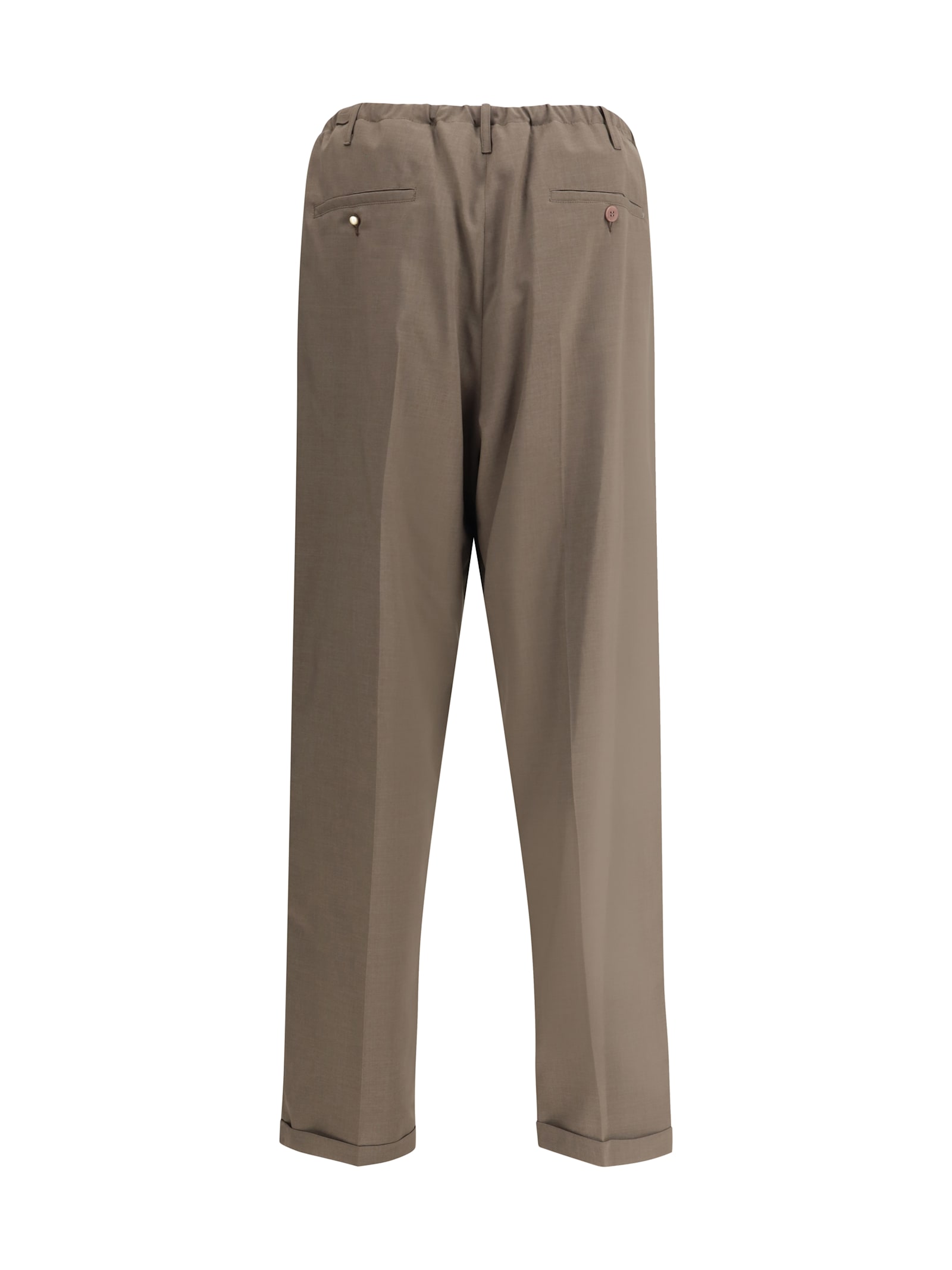 Magliano Elastic Waistband Cuffed Hem Trousers In Brown
