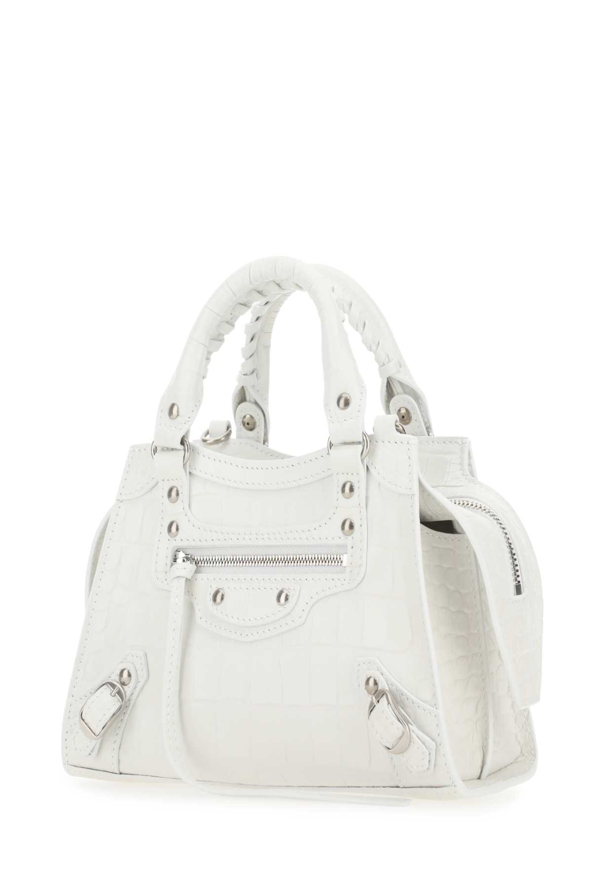 BALENCIAGA WHITE LEATHER MINI NEO CLASSIC HANDBAG