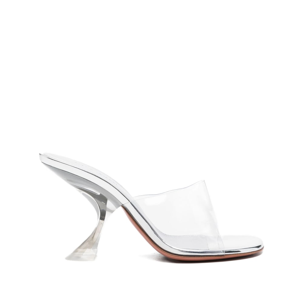 Amina Muaddi Metallic Open-toe Sandals With Sculptural Heel In White