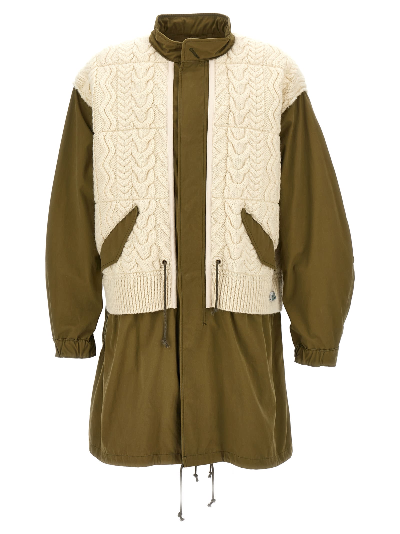 Junya Watanabe X Richmond Knitwear Panelled Parka In Green