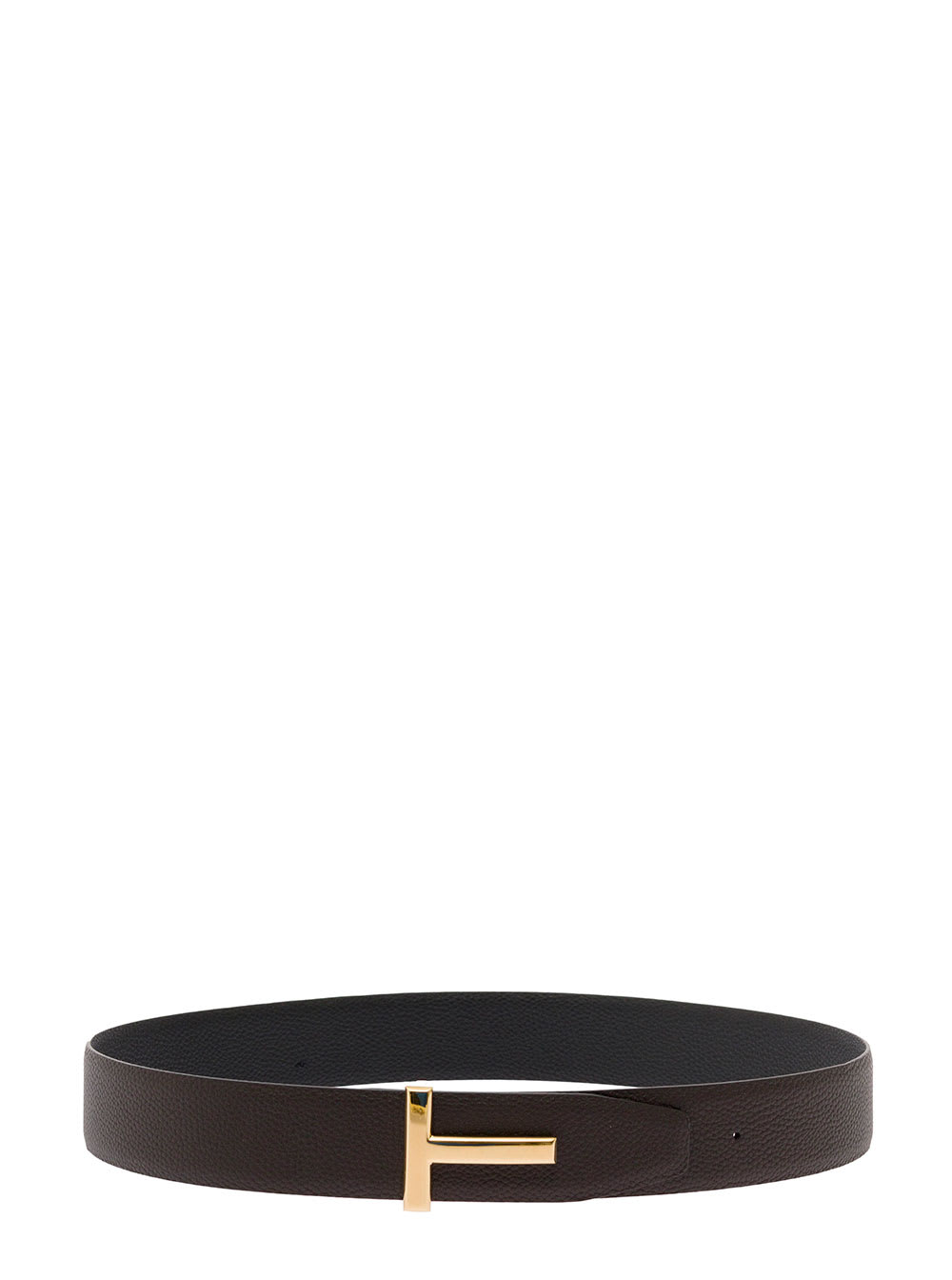 Tom Ford Mans Reversible Leather Belt With Logo Buckle