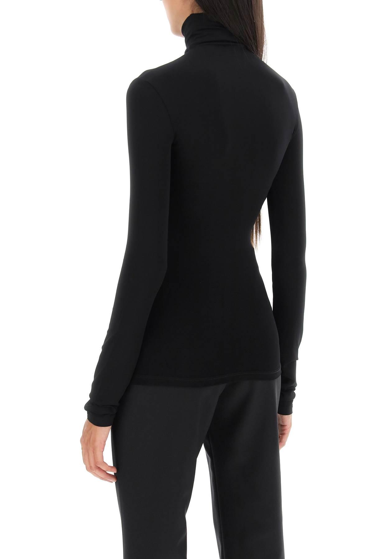 Shop Off-white Second Skin Long Sleeve Turtleneck Top In Black White (black)