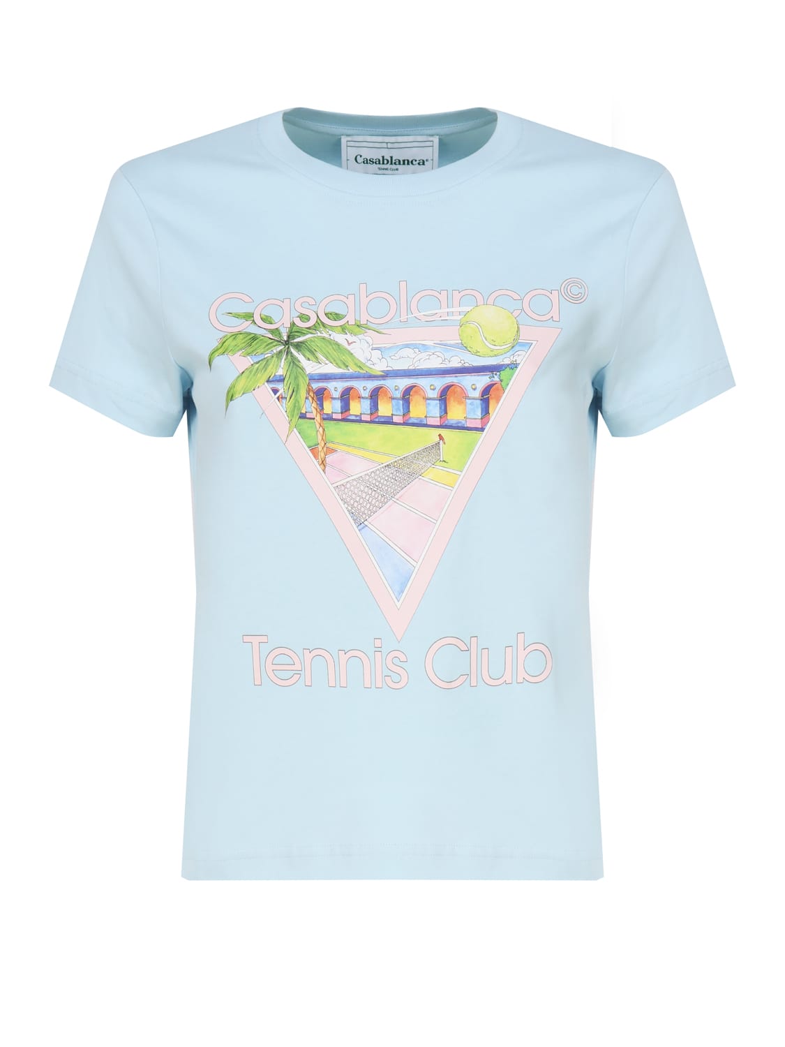 Shop Casablanca Tennis Club Cotton T-shirt In Blue
