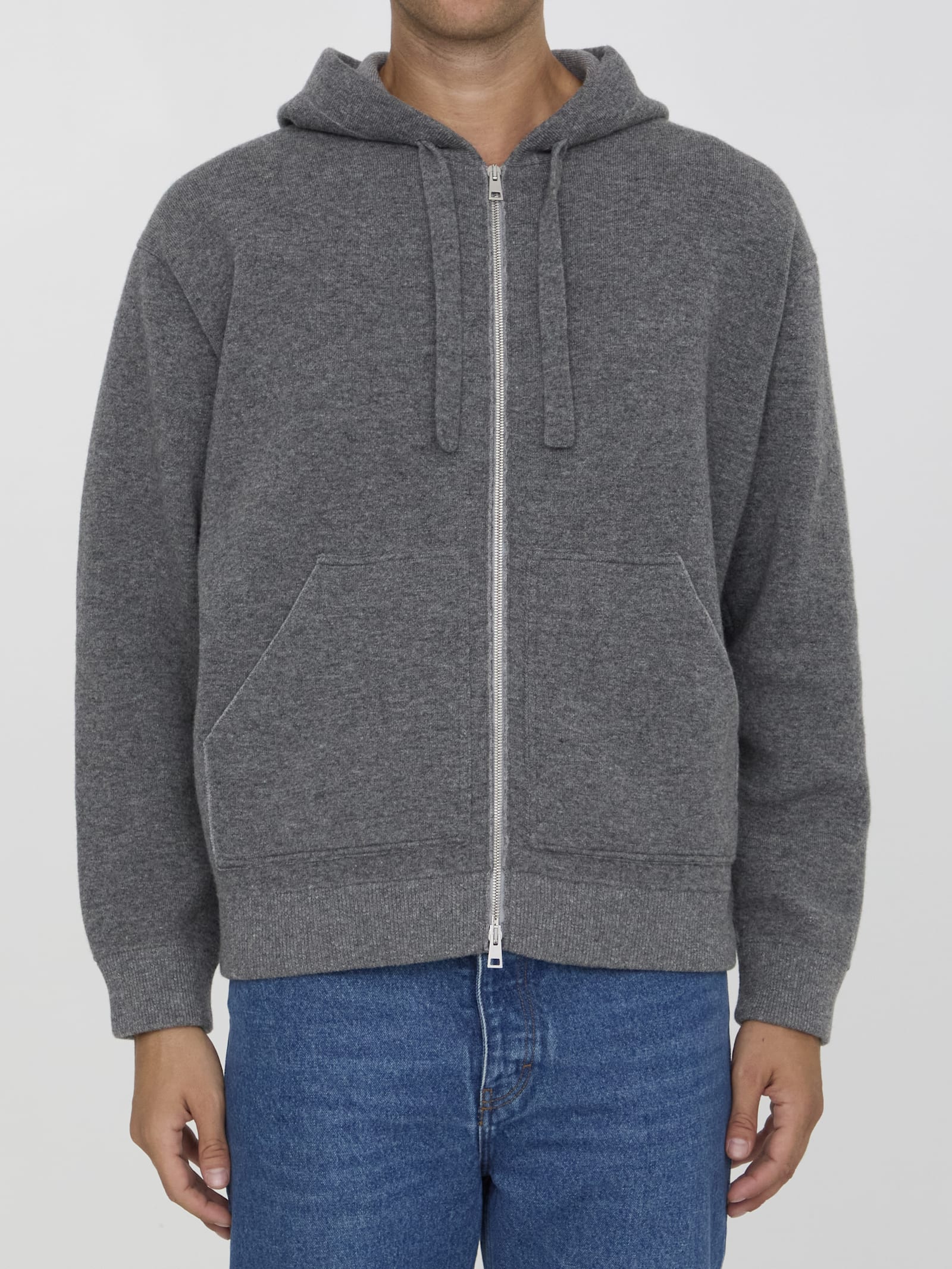 Shop Roberto Collina Zip-up Hooded Sweater In Grey