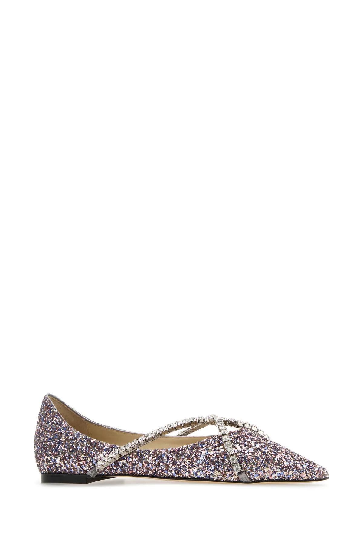 Shop Jimmy Choo Embellished Leather Genevi Ballerinas In Multicolor