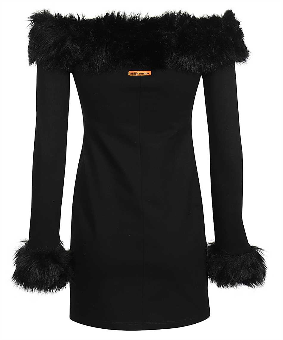 Heron Preston Fur-trimmed Strapless Mini Dress In Black