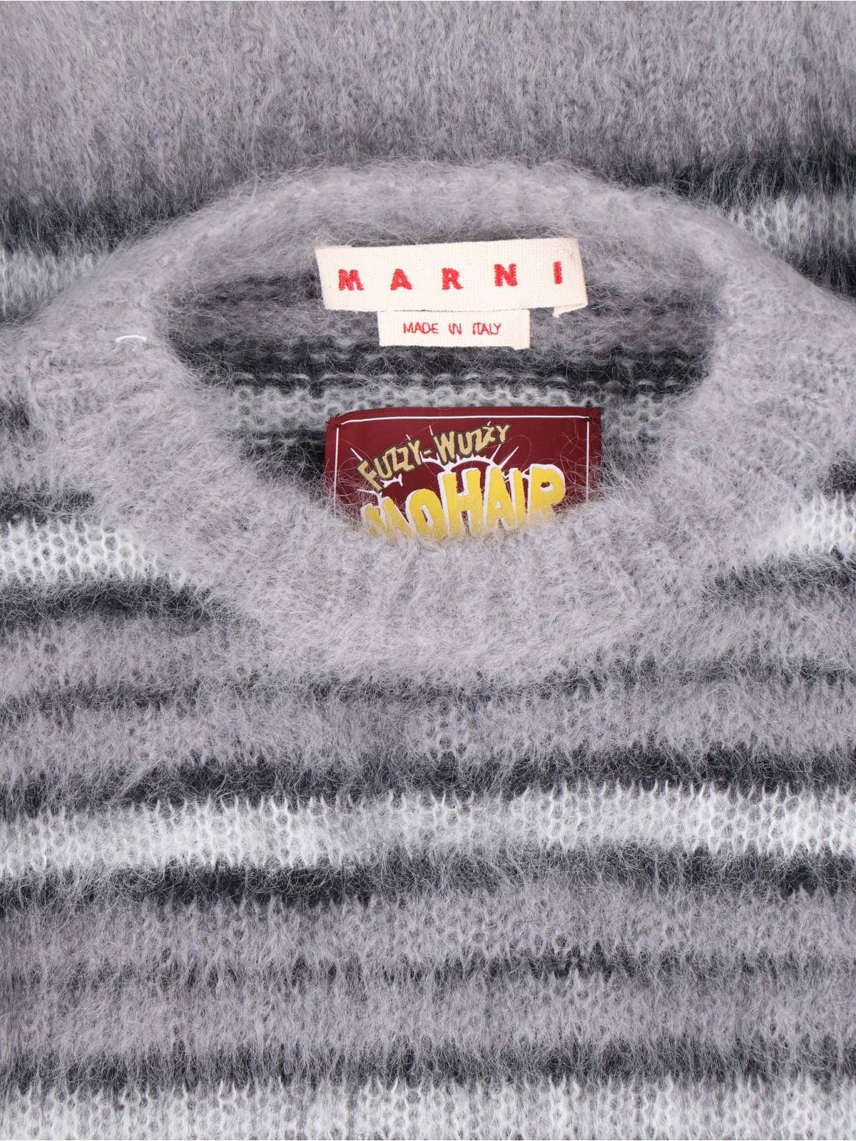 Shop Marni Striped Sweater In Gray