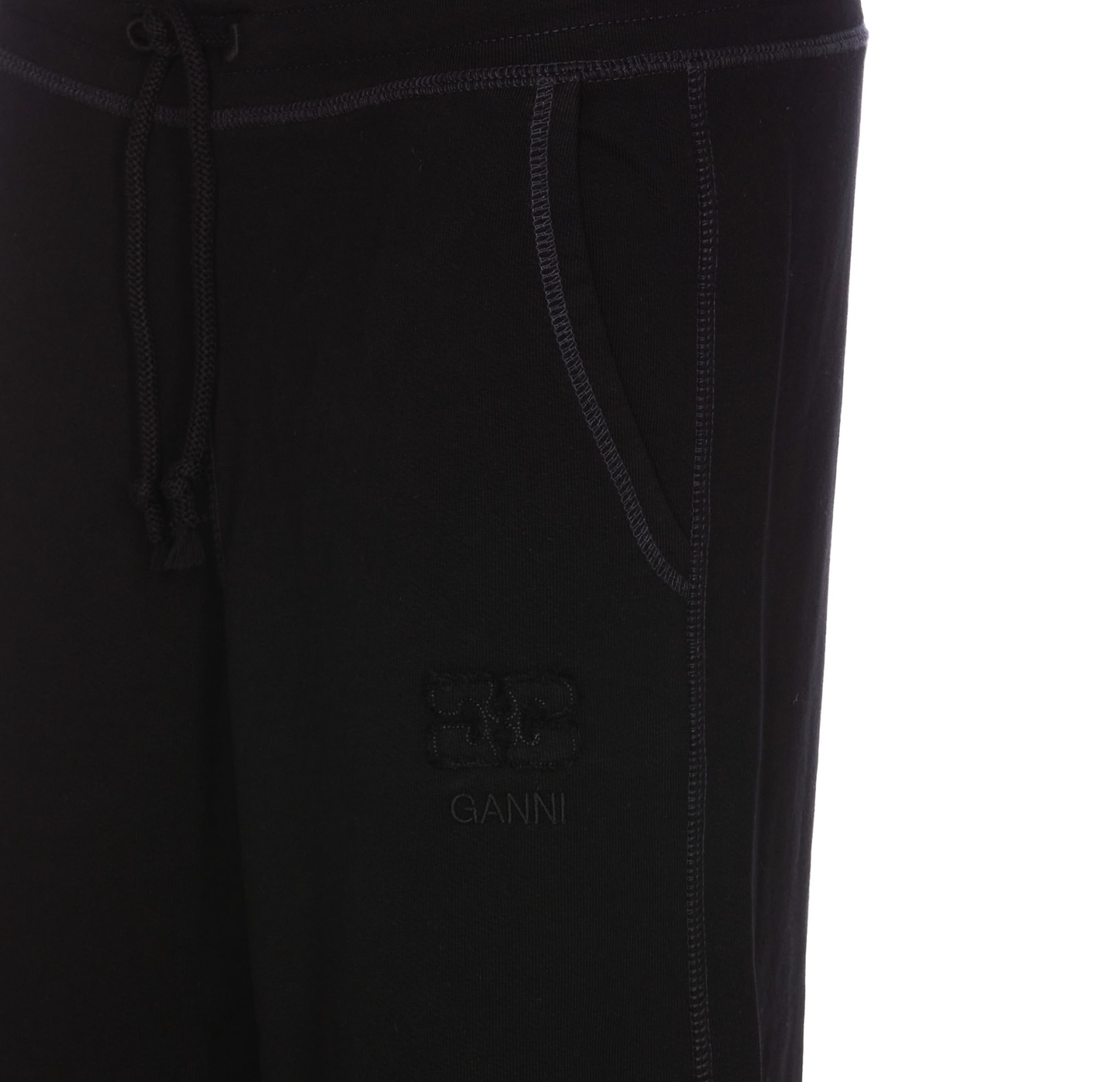 Shop Ganni Light Isoli Cuffed Pants In Black