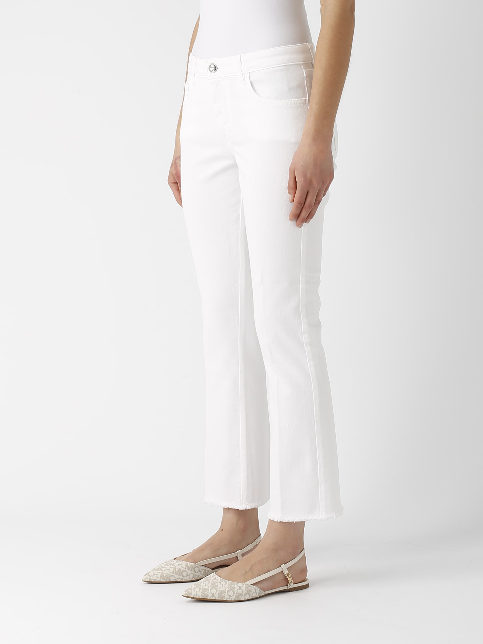 Shop Fay Pant. Cropped F.do Frangia Jeans In Bianco