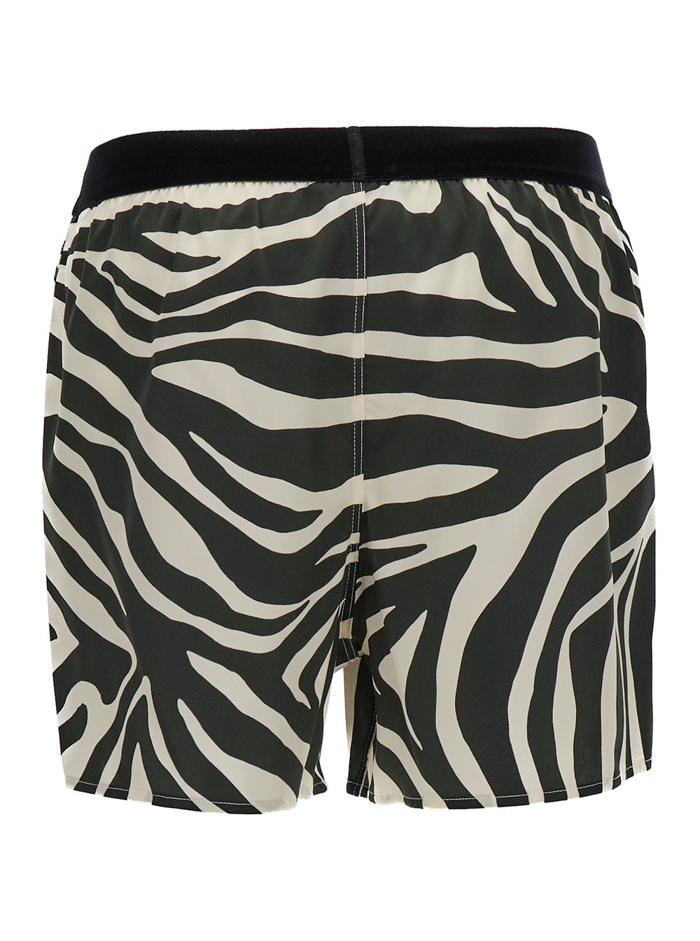 Shop Tom Ford Optical Zebra Print On Stretch Silk Satin Pj Shorts In Xecbl Ecru/black