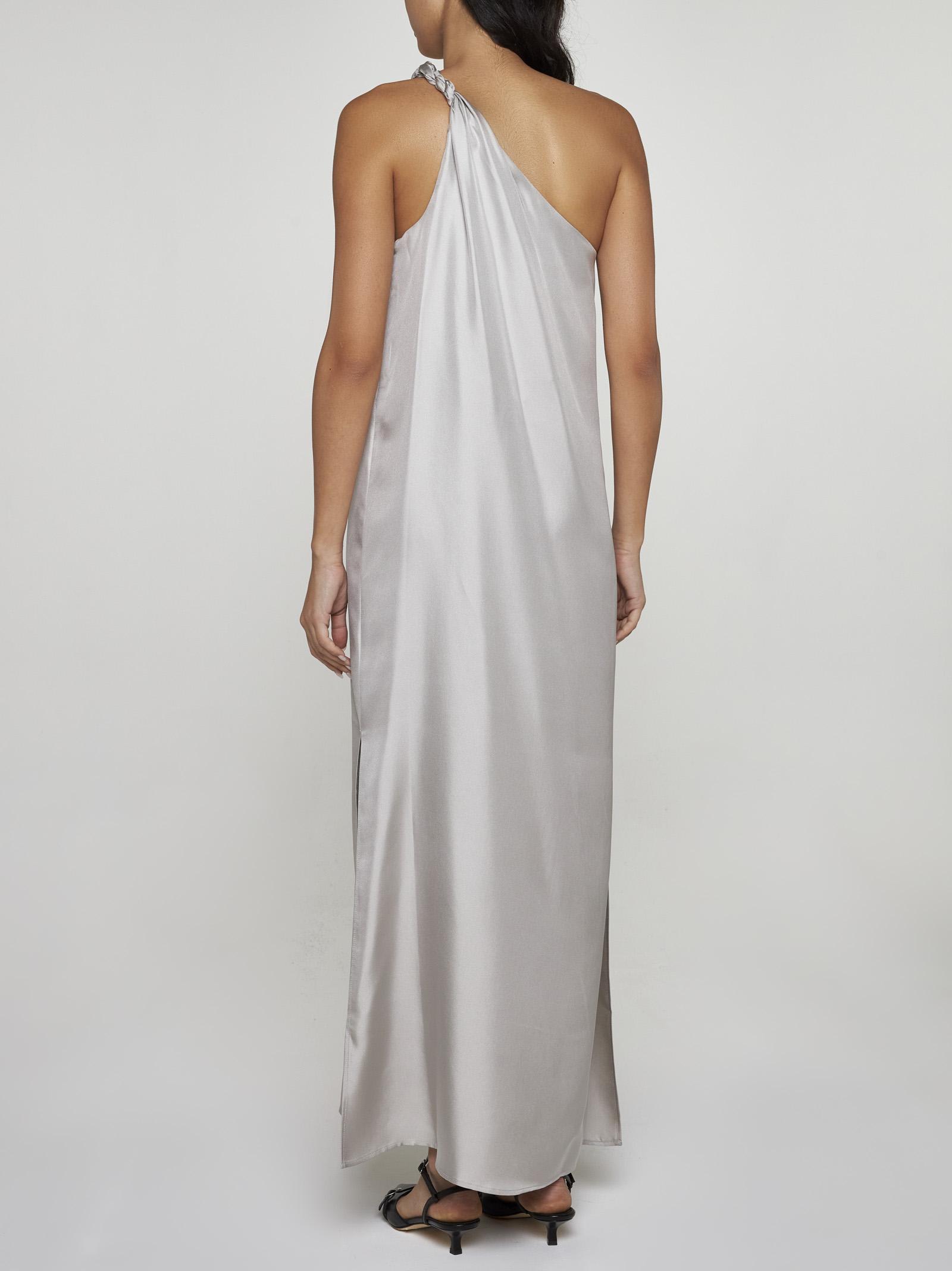 Shop Loulou Studio Adela One-shoulder Silk Dress In Silver Grey