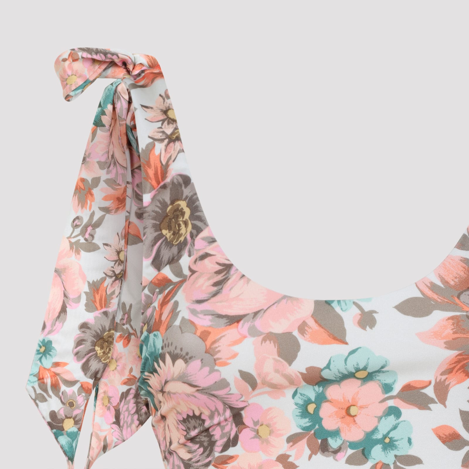Chloé One-shoulder Floral Print Swimsuit With Bow Detail In Multi