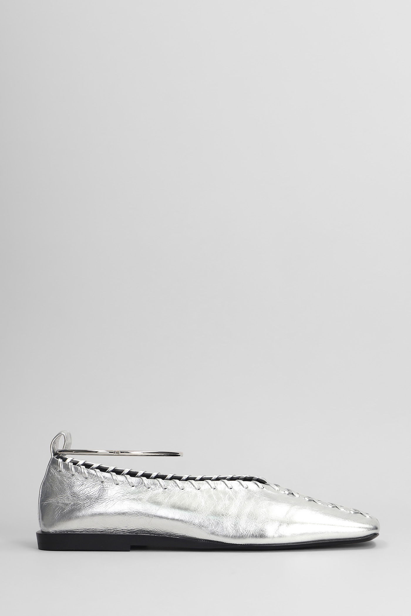 Jil Sander Ballet Flats In Silver Leather In Silver
