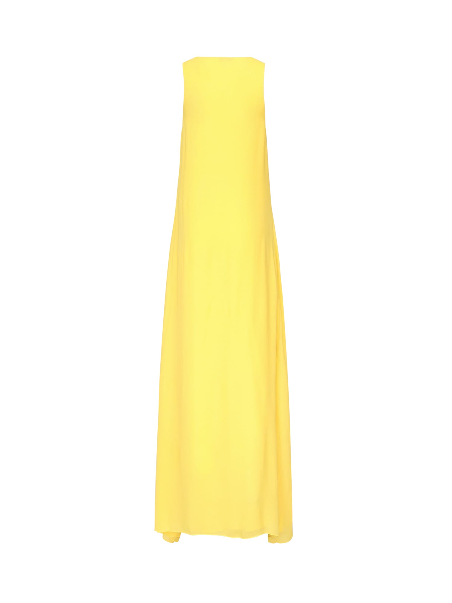 Alaïa Long Dress With Georgette Ruffles In Yellow