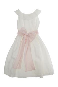 Il Gufo Belted Flared Dress In White