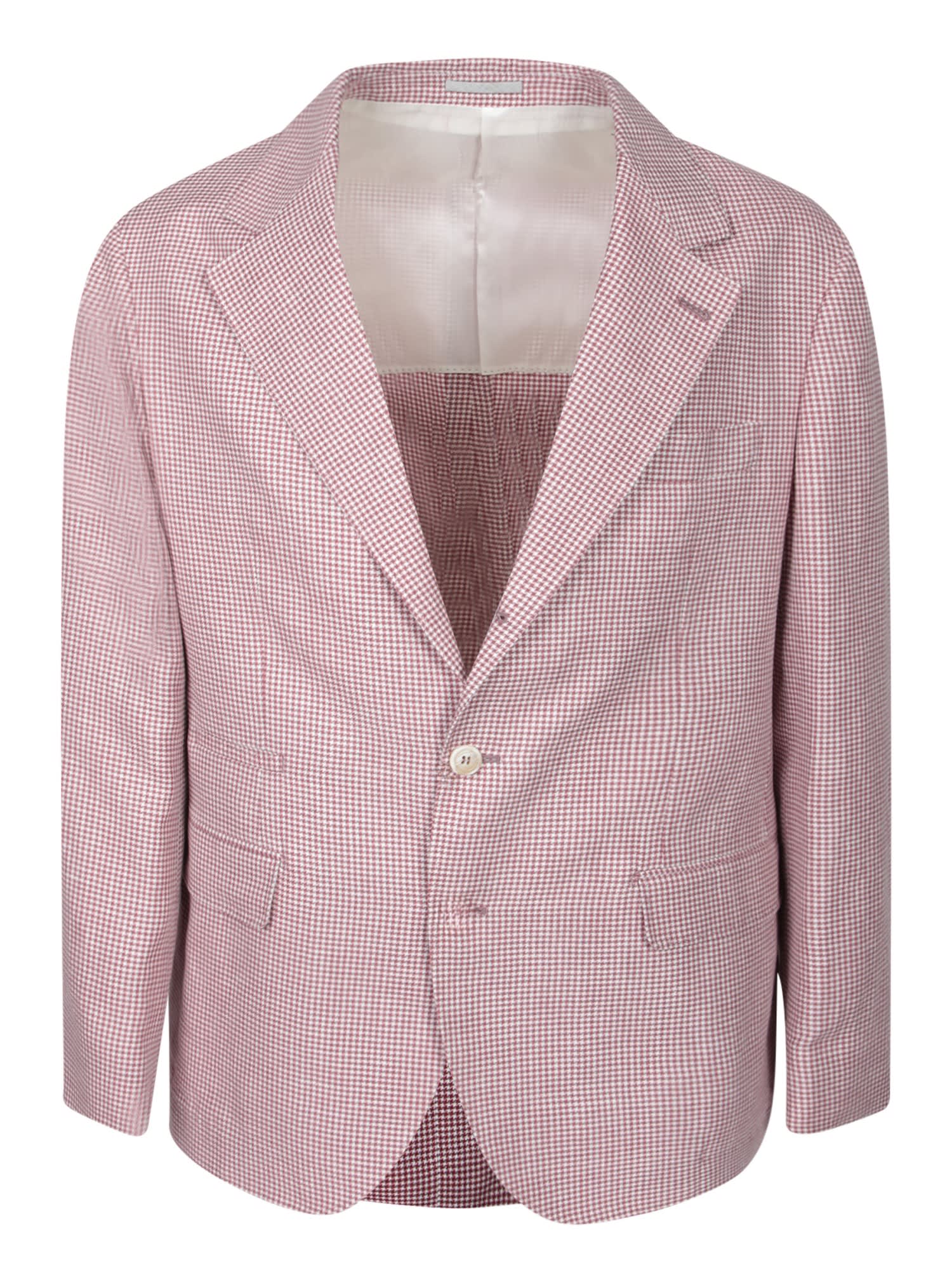 Brunello Cucinelli Pink Checkered Wool Jacket