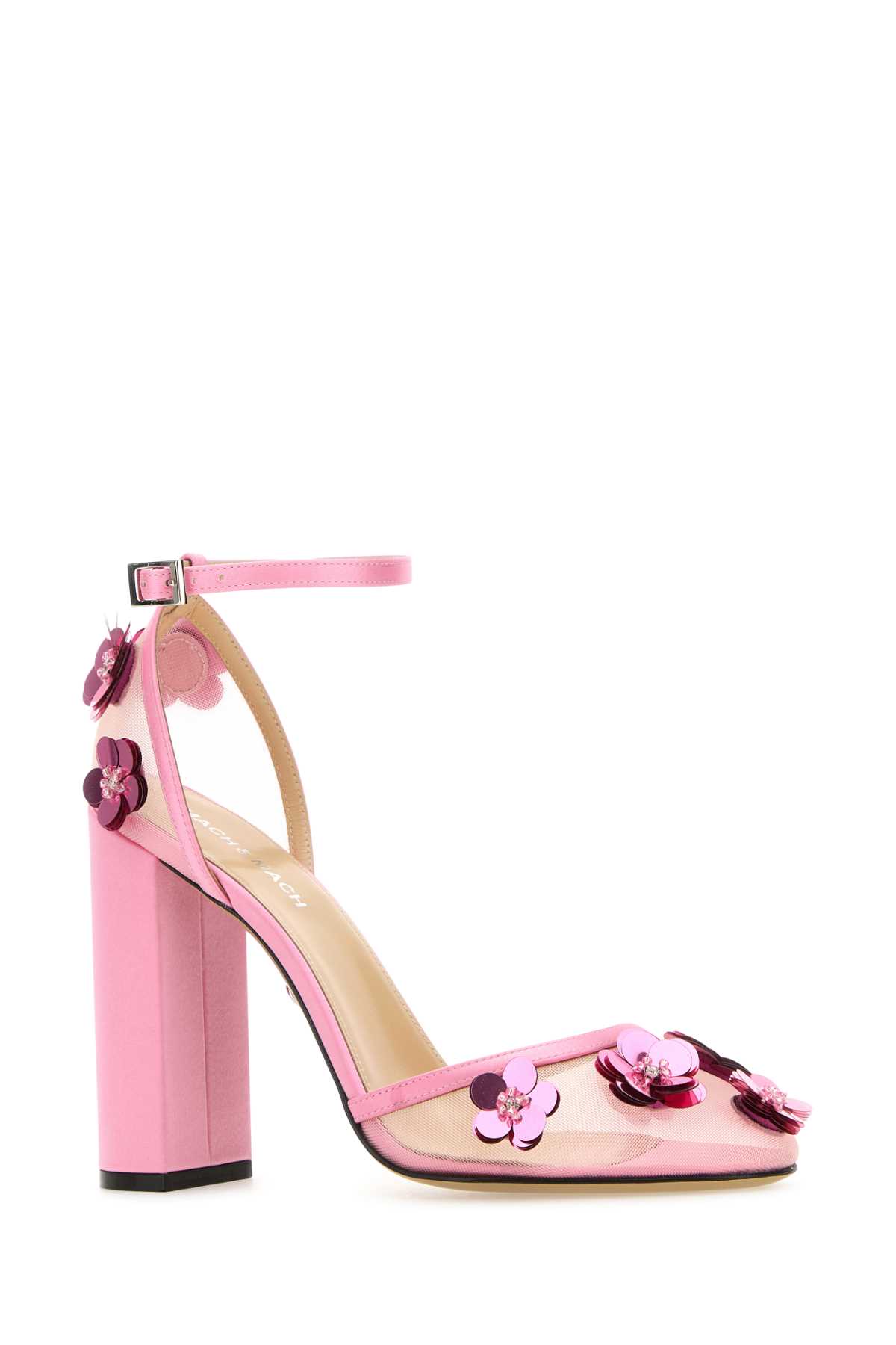 Mach &amp; Mach Embellished Mesh Sandals In Pink