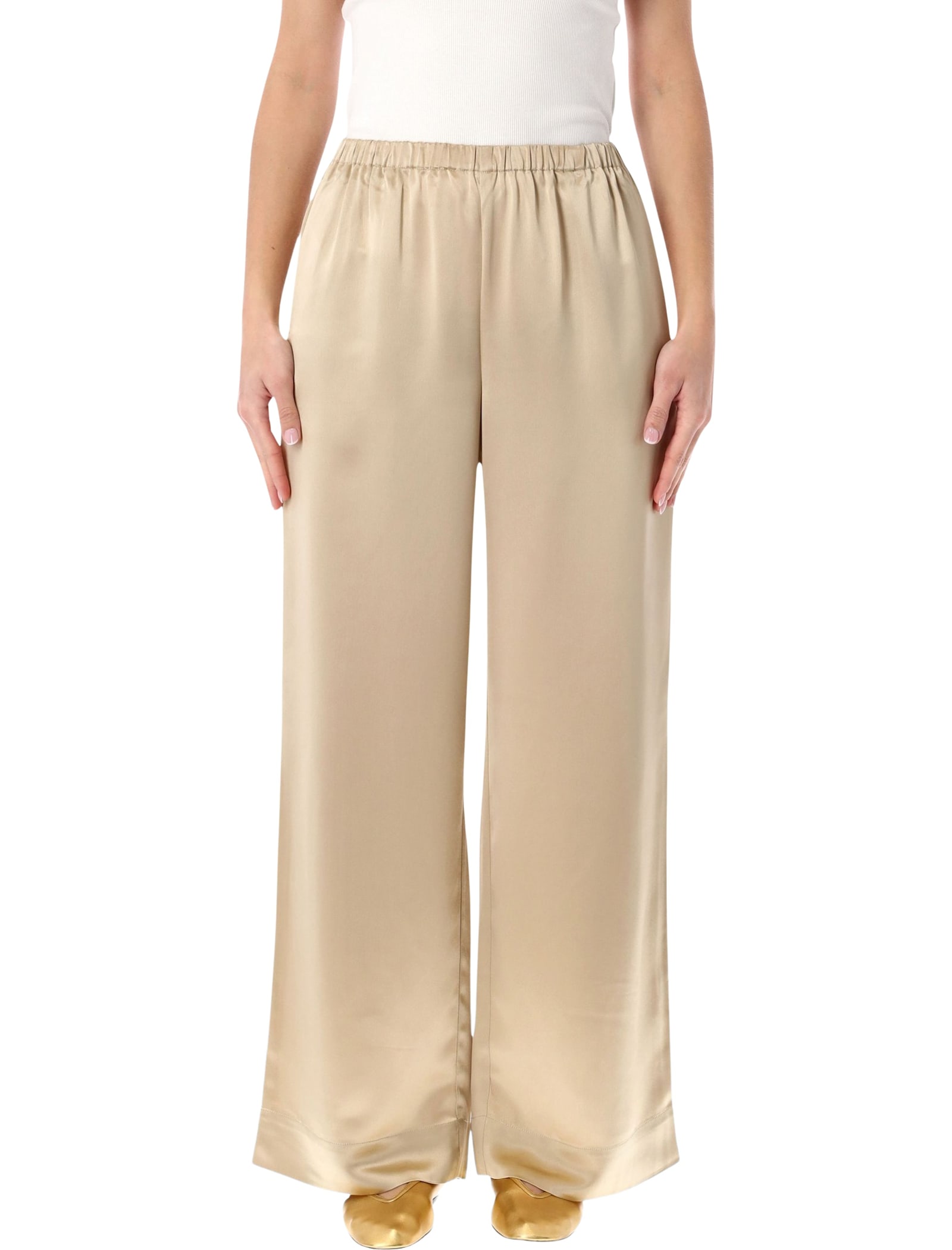By Malene Birger Cabello Satin Wide-leg Trousers In Orange