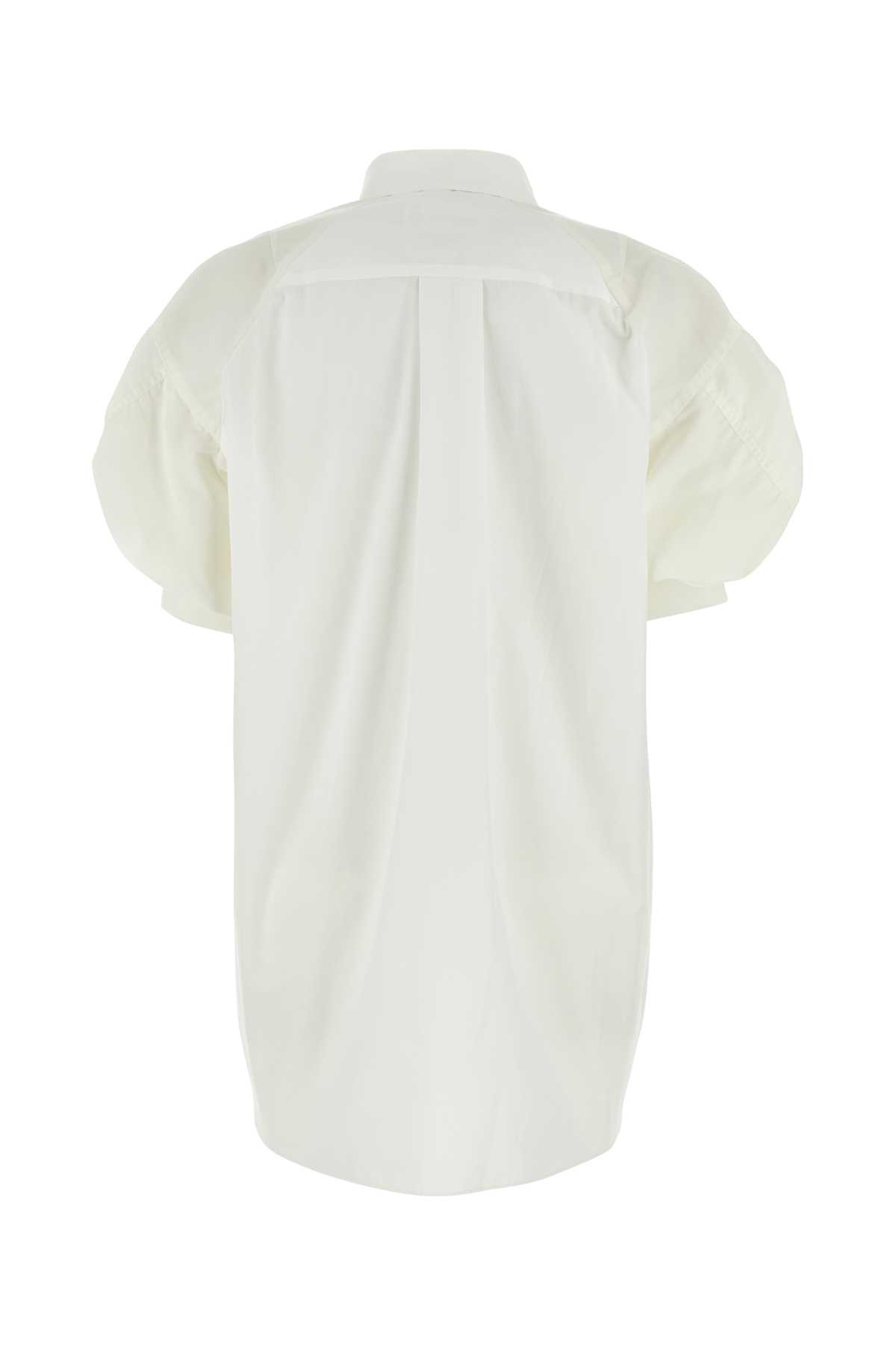 Sacai White Poplin Shirt Dress In Offwhite