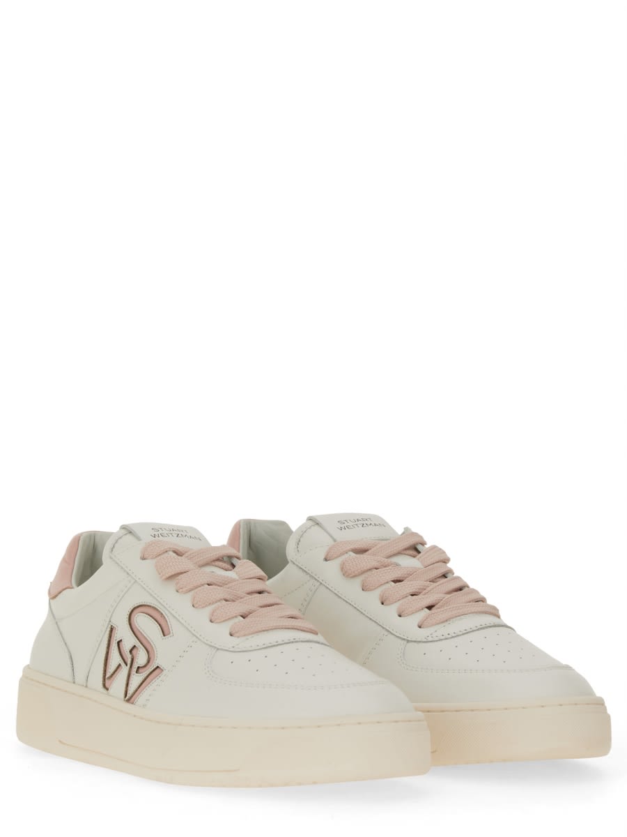 Shop Stuart Weitzman Sneaker With Logo In White