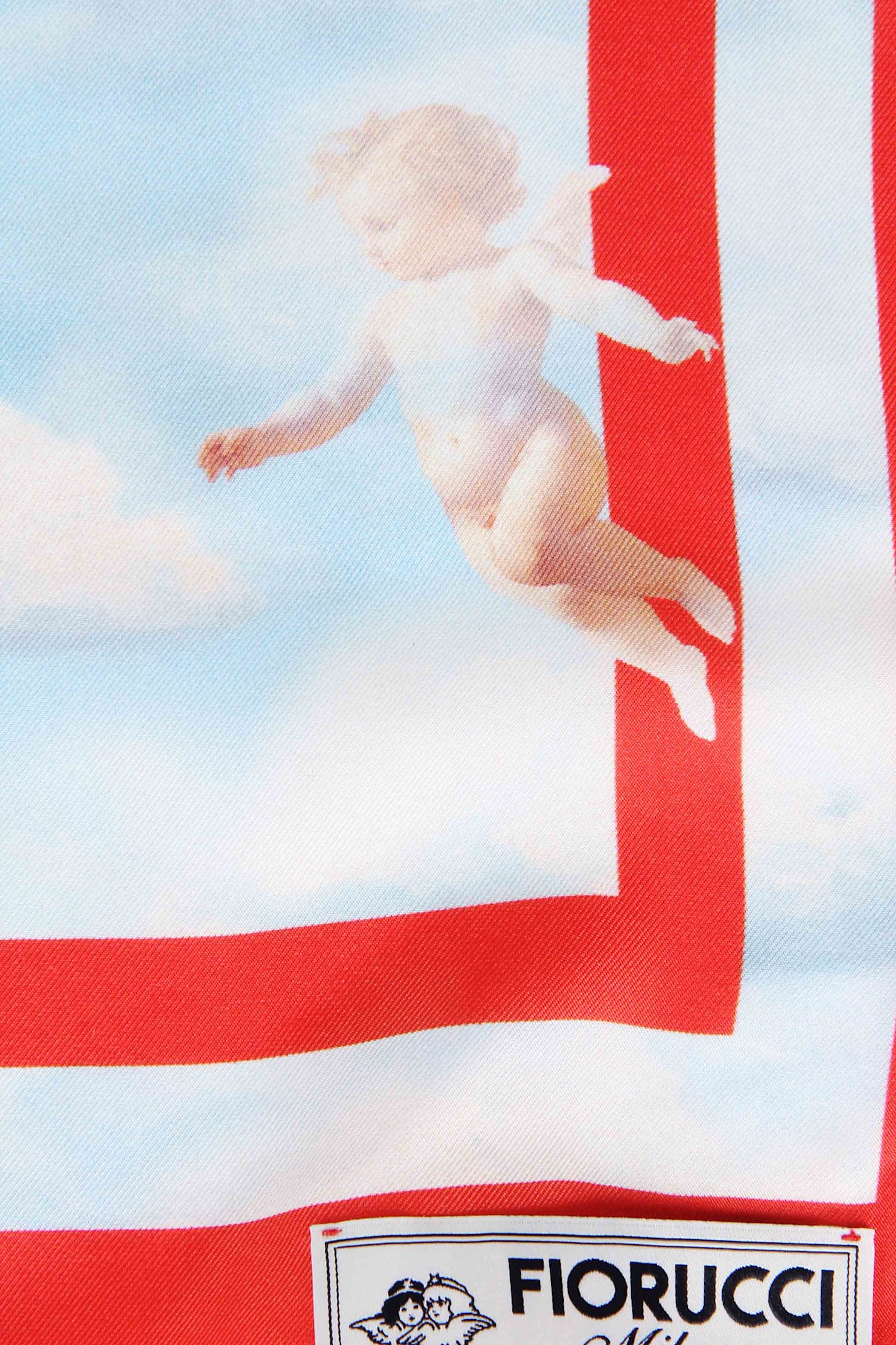 Fiorucci Blue And Red Beatitudo Print Scarf In Red