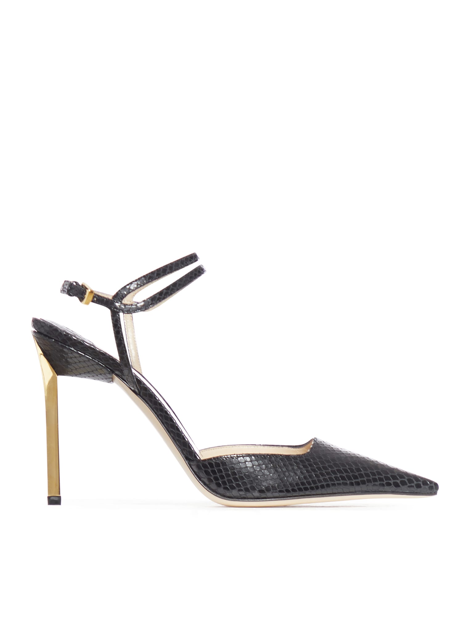 Shop Tom Ford Glossy Stamped Python Slingback In Black