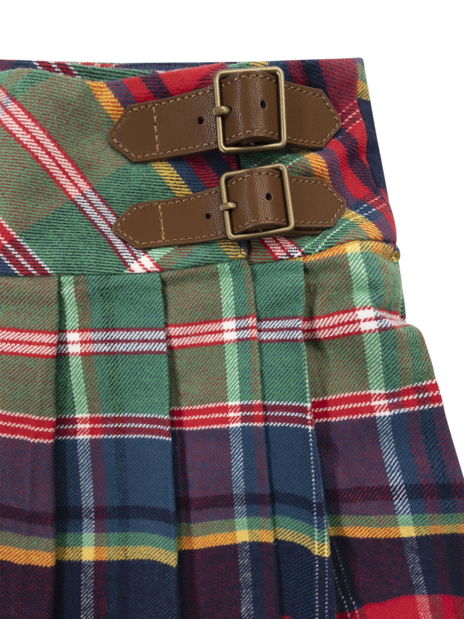 Polo Ralph Lauren Pleated Tartan Cotton Skirt In Red