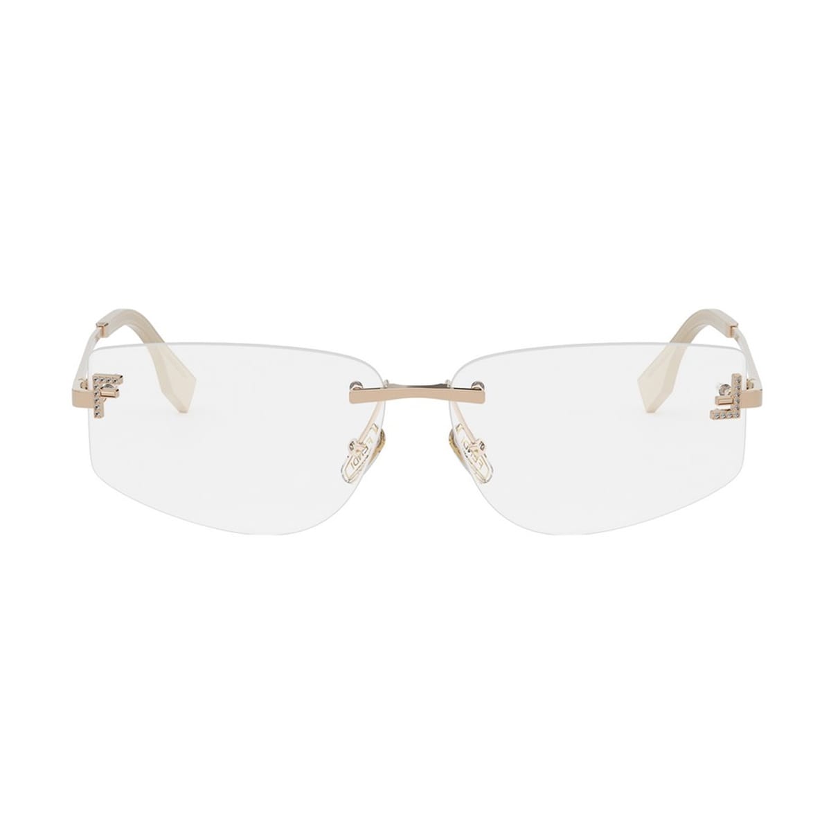 Fendi First Crystal Eyeglasses In Gold