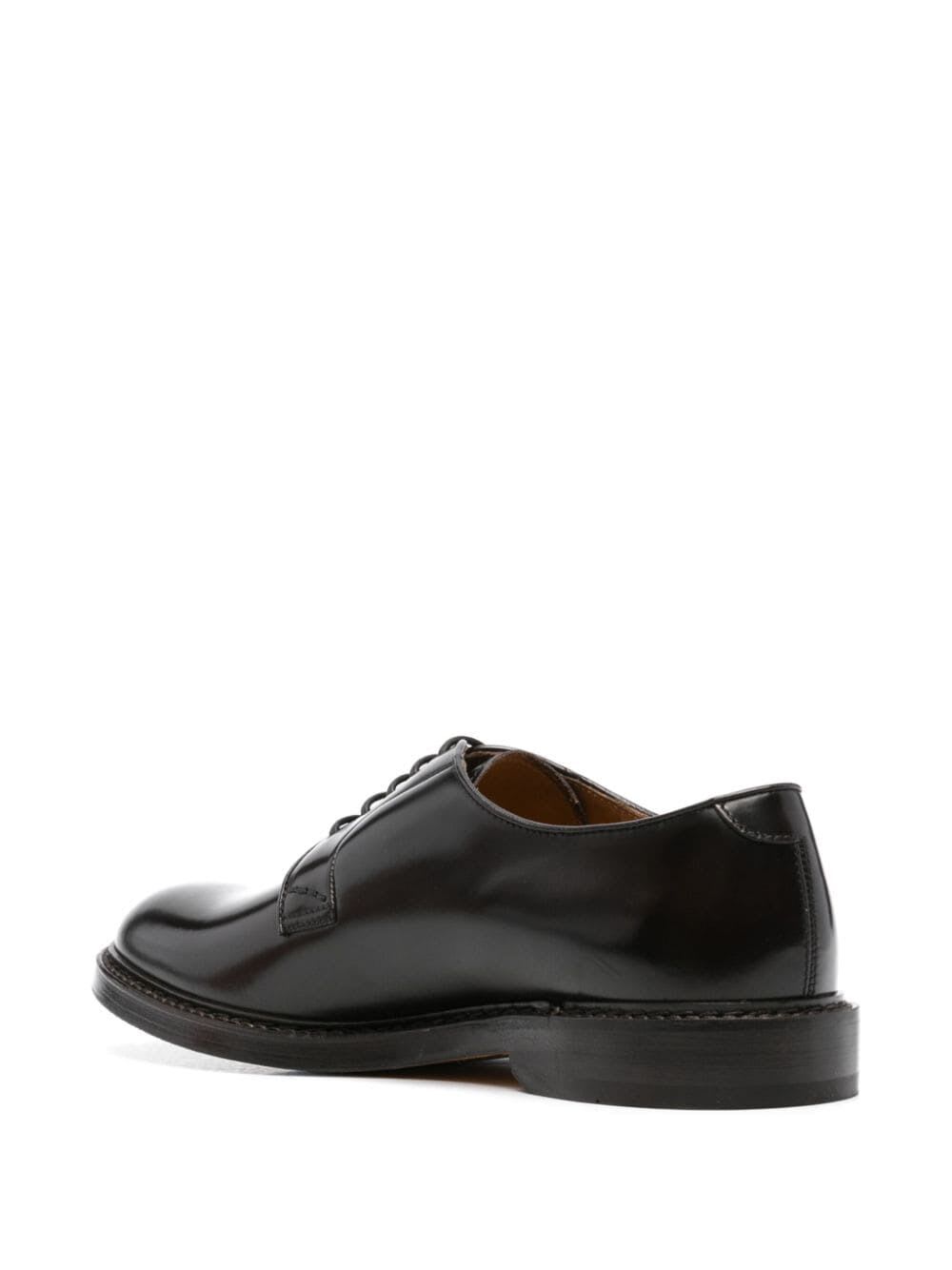 Doucal's Derby Lace-ups In Dark Brown Leather In Brown