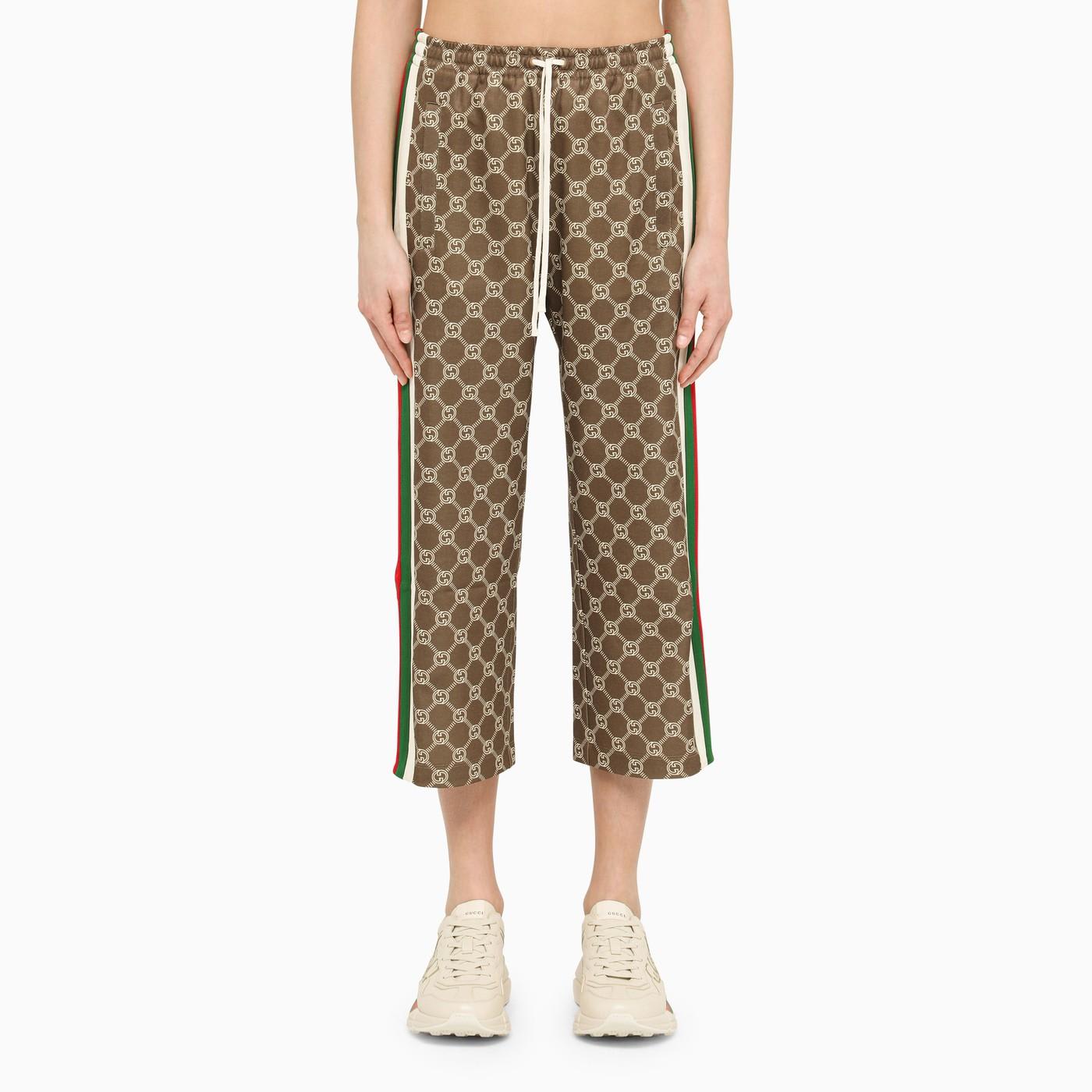 GUCCI OLIVE GREEN TROUSERS WITH SIDE BANDS