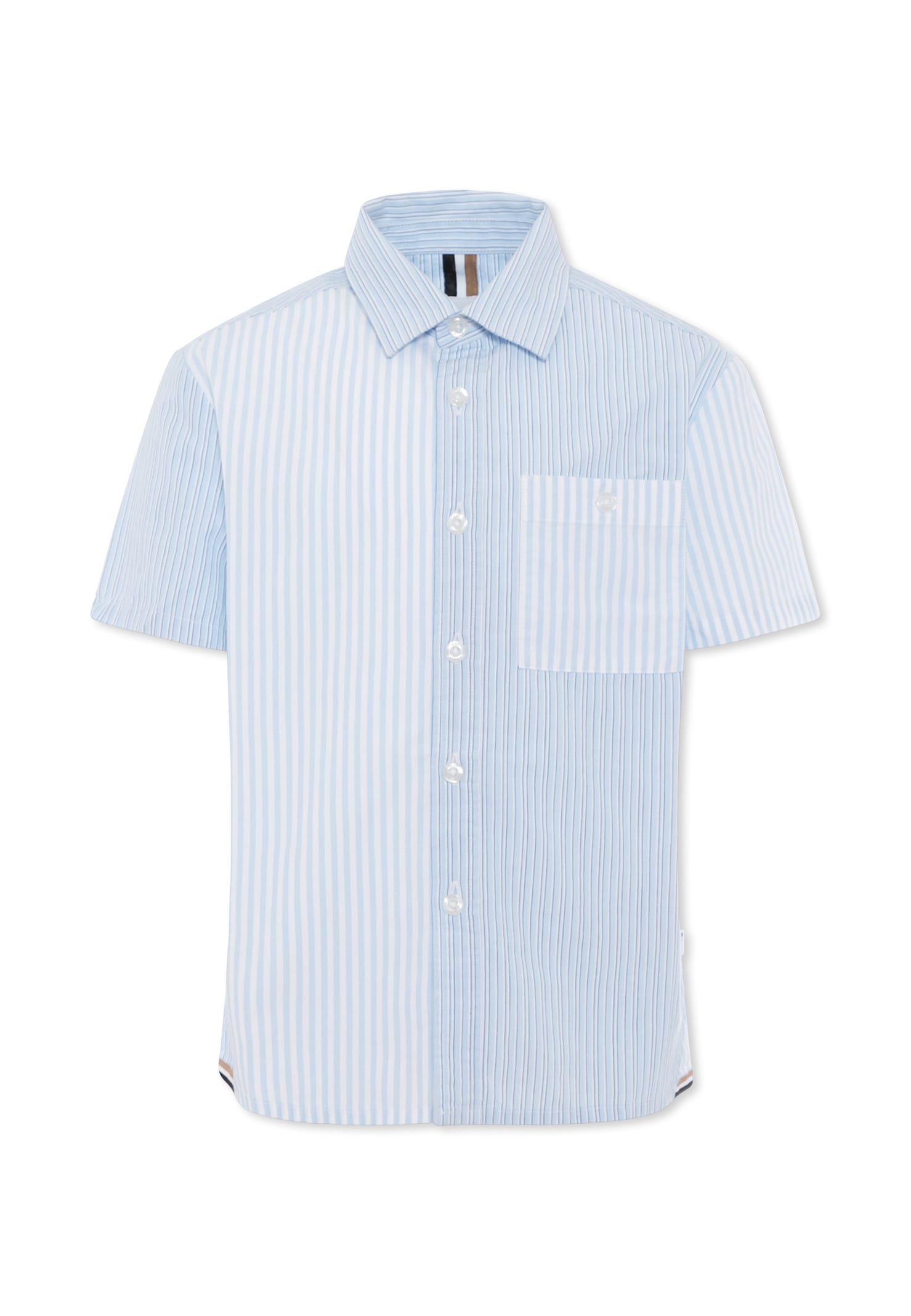 Hugo Boss Light Blue Shirt For Boy With Logo In Blue