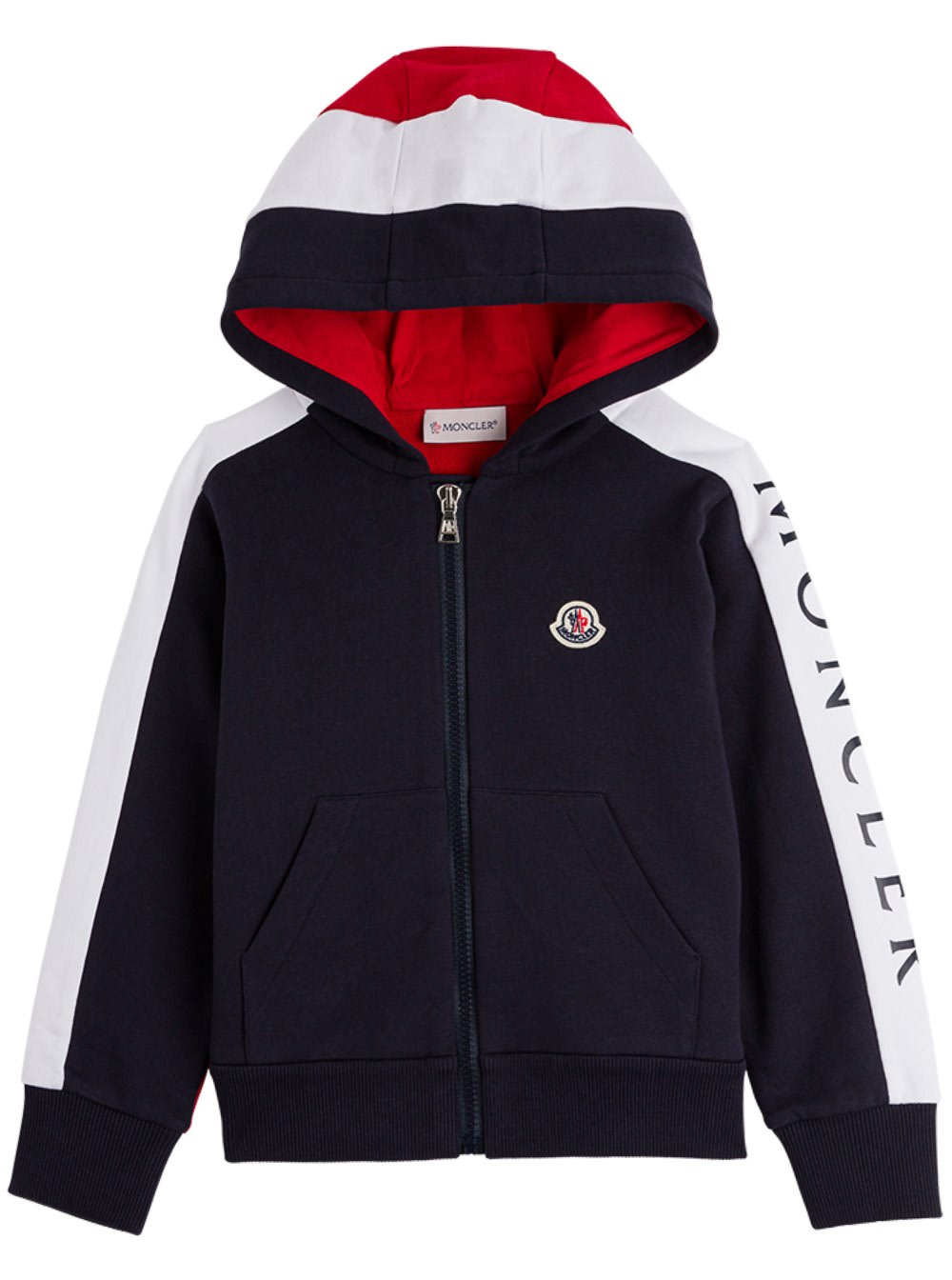 Moncler Bicolor Cotton Hoodie With Logo Patch