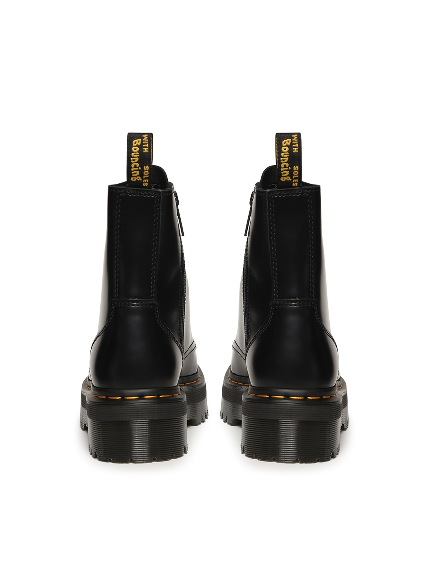 Dr. Martens Smooth Leather Platform Boots With Side Zip Closure In Black