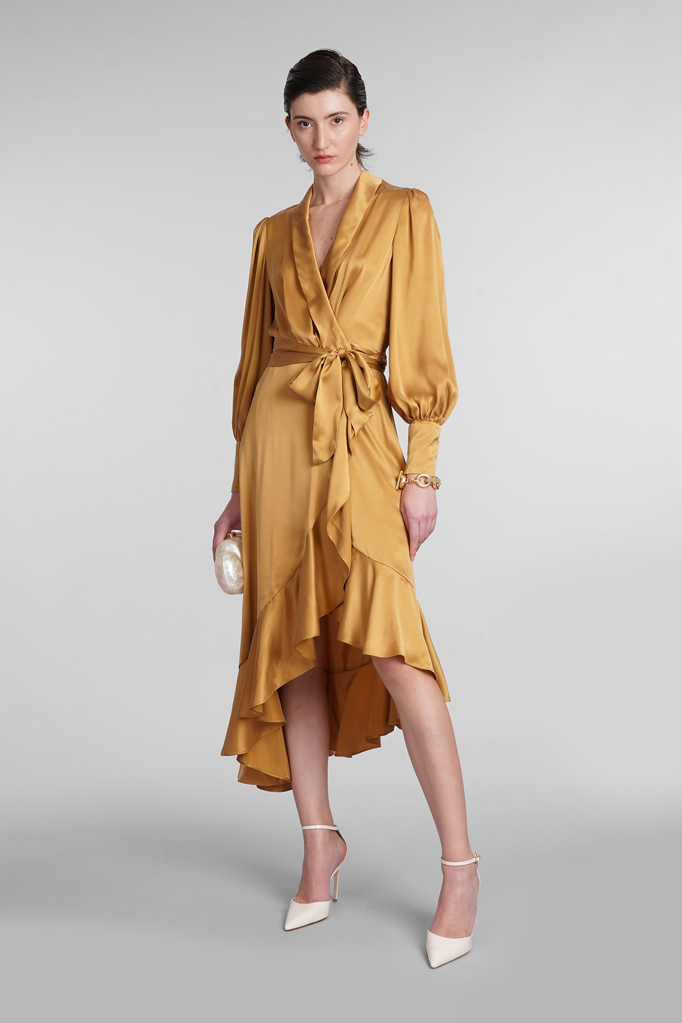 Shop Zimmermann Dress In Gold Silk