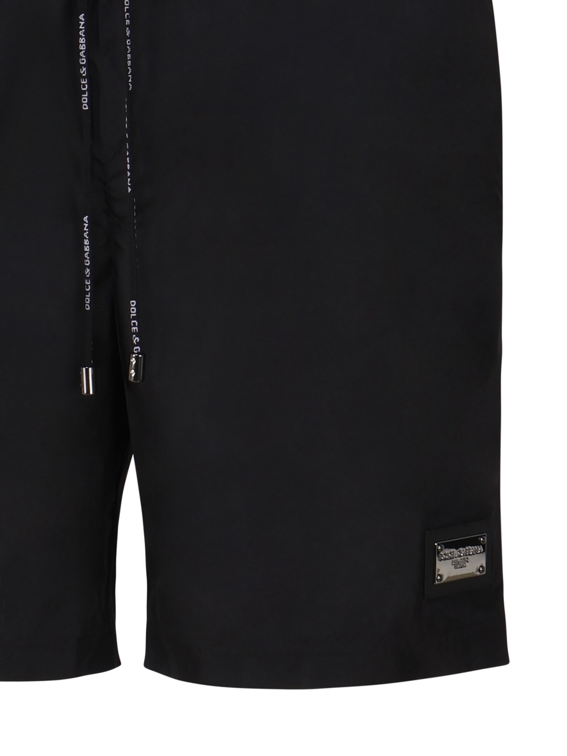 Shop Dolce & Gabbana Swim Shorts With Metal Logo Plate In Black