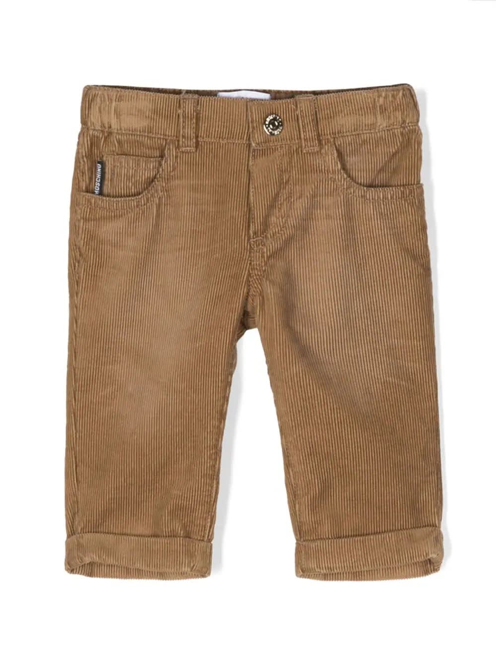 Moschino Kids' Brown Corduroy Trousers With Teddy Patch