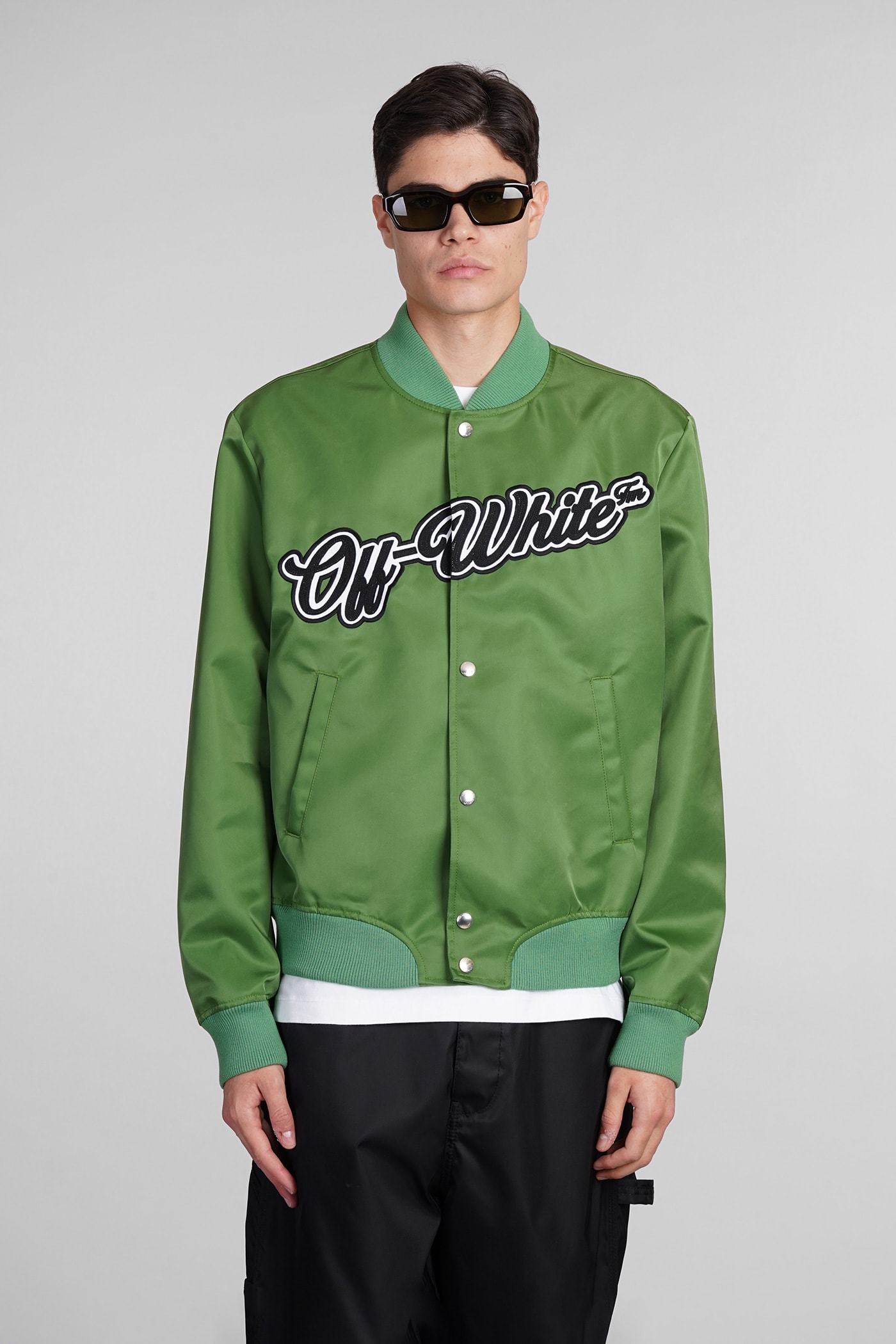 Shop Off-white Bomber In Green Polyamide