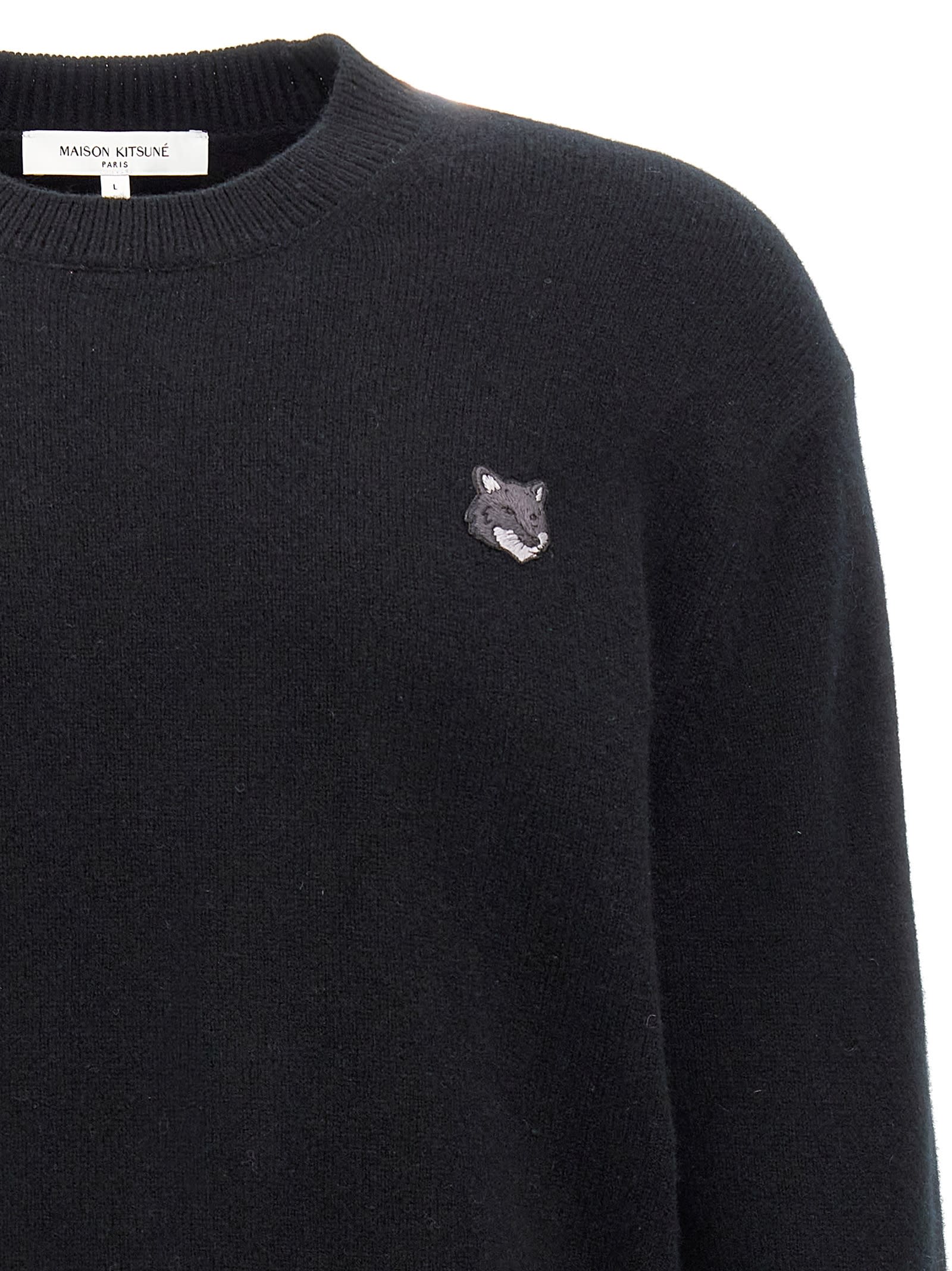 Shop Maison Kitsuné Bold Fox Head Sweater In Black