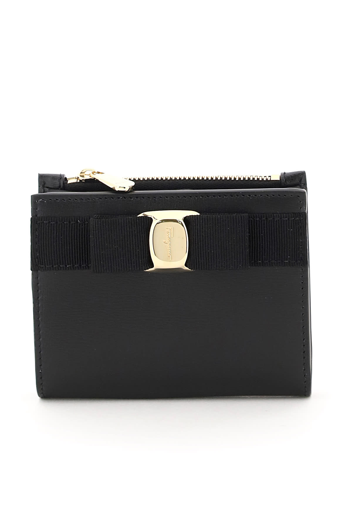 Ferragamo Vara Bow Compact Wallet In Black
