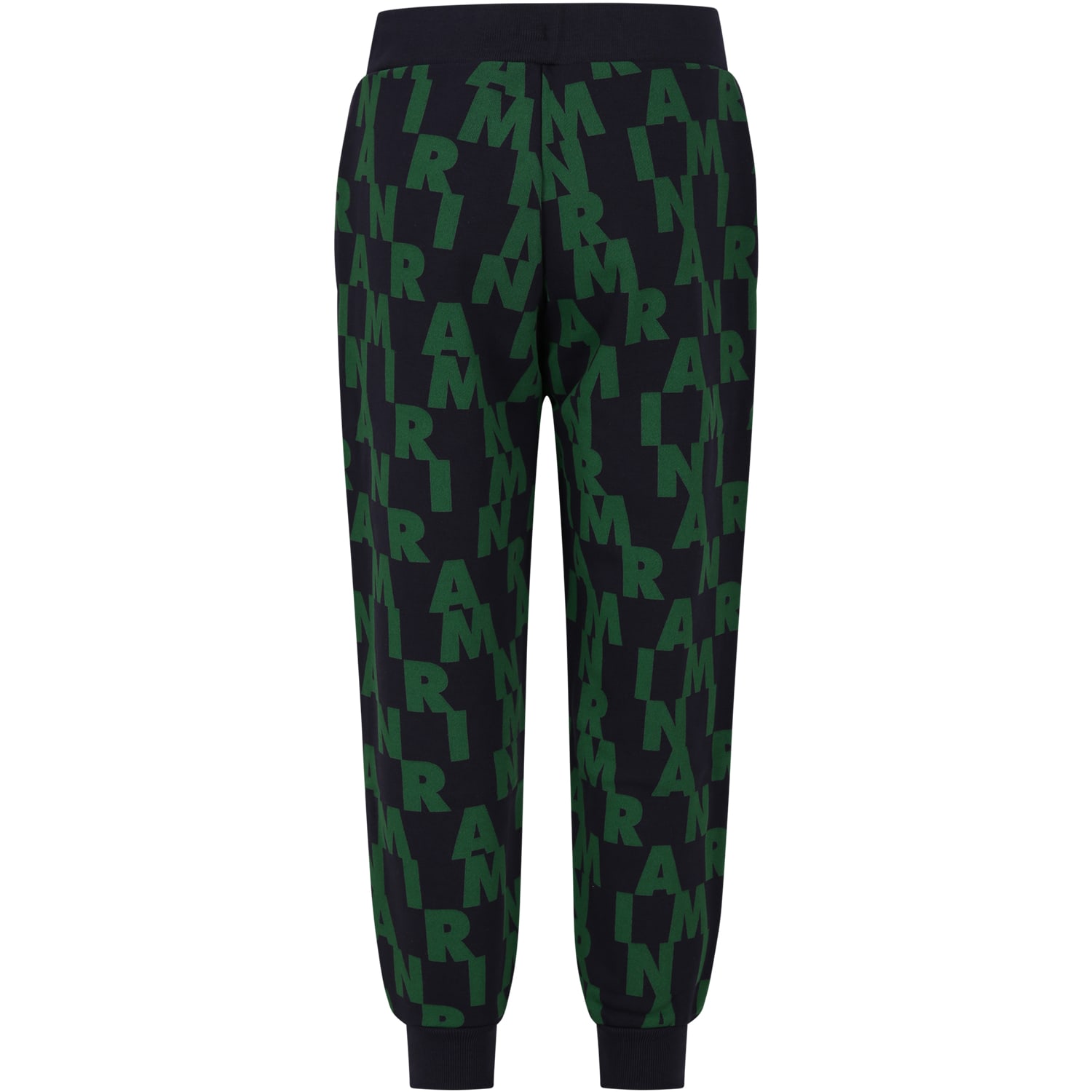 Shop Marni Blue Tracksuit Trousers With Logo All-over For Kids